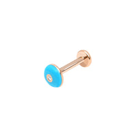 Bleu Turquoise / Piercing Rond Art Deco en Or rose 14K serti de diamant - Bleu Turquoise