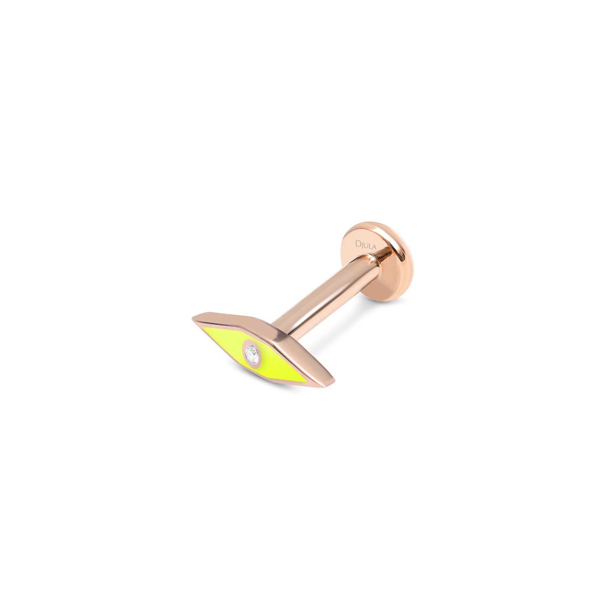 Jaune Fluo / Piercing Pic Art Deco en Or rose 14K serti de diamant - Jaune Fluo