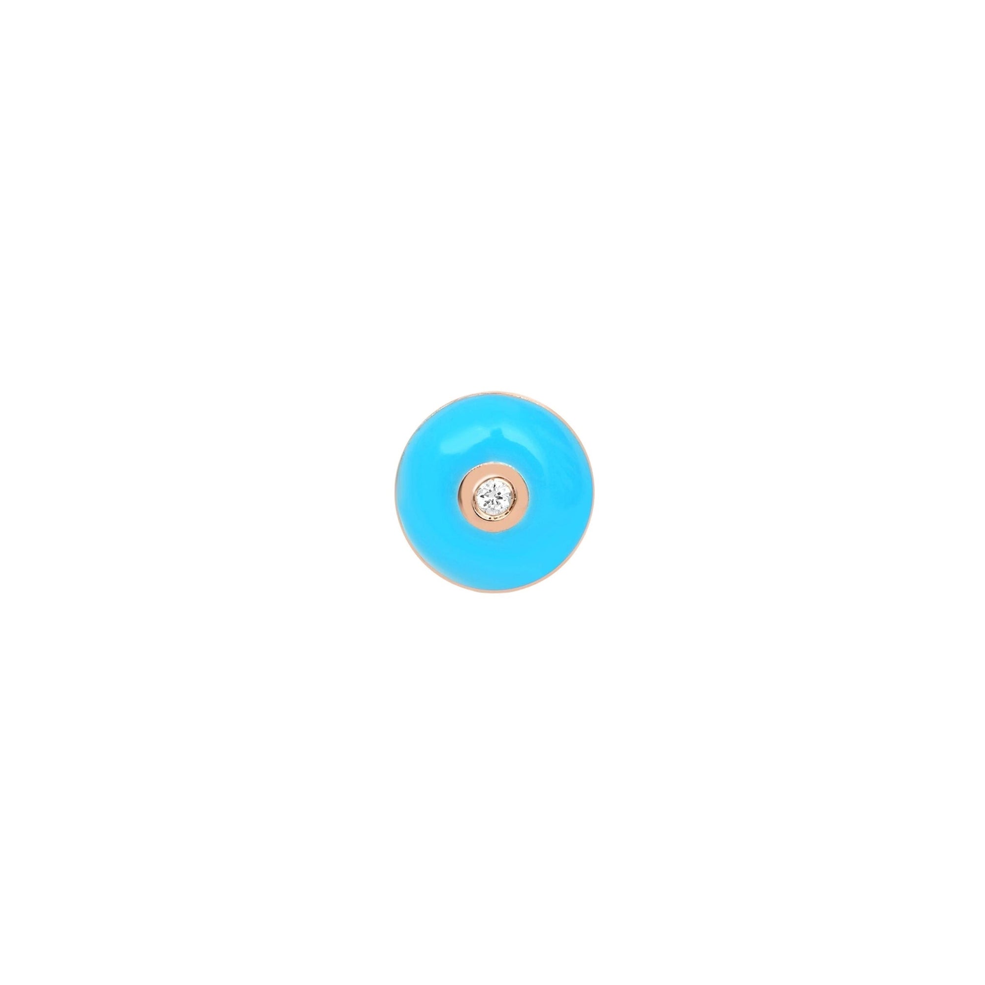 Bleu Turquoise / Piercing Rond Art Deco en Or rose 14K serti de diamant - Bleu Turquoise