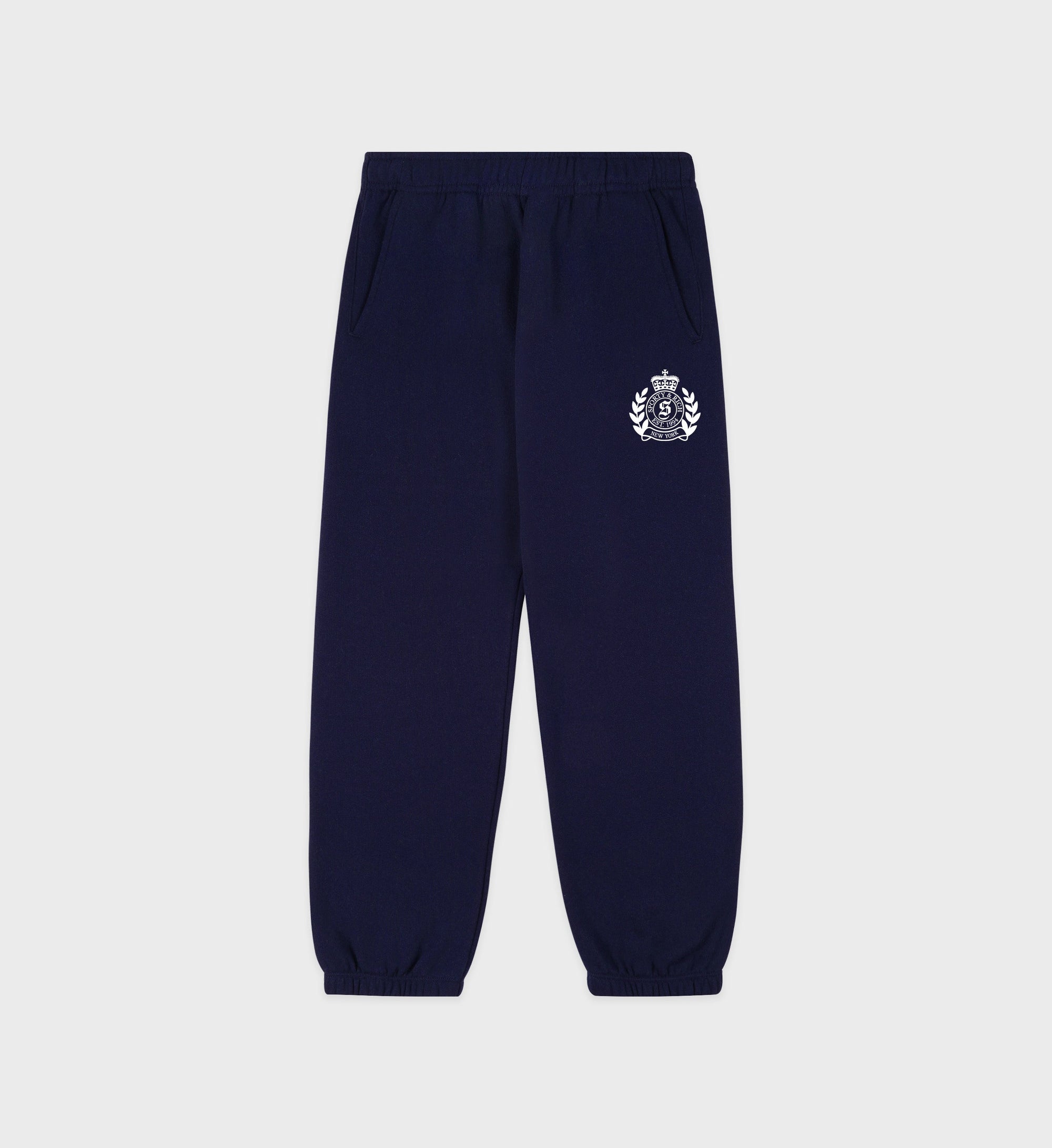 Pantalon de survêtement pour enfants H&W Crest - Bleu marine/Blanc