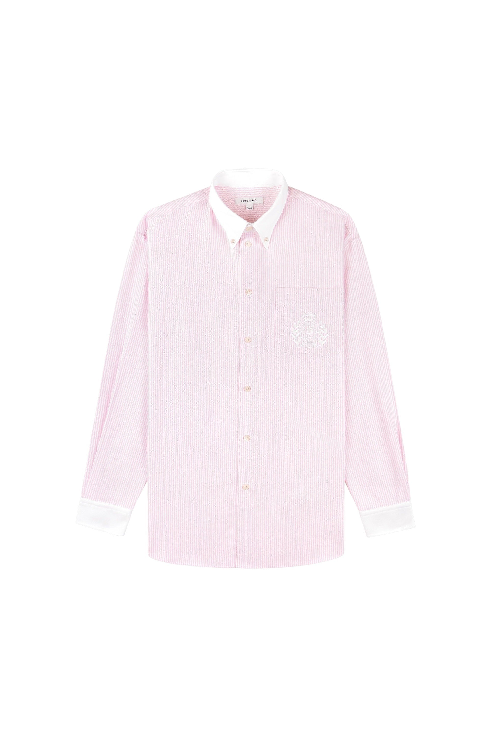 Chemise H&W Crest oversize à rayures - Pink & White Stripe