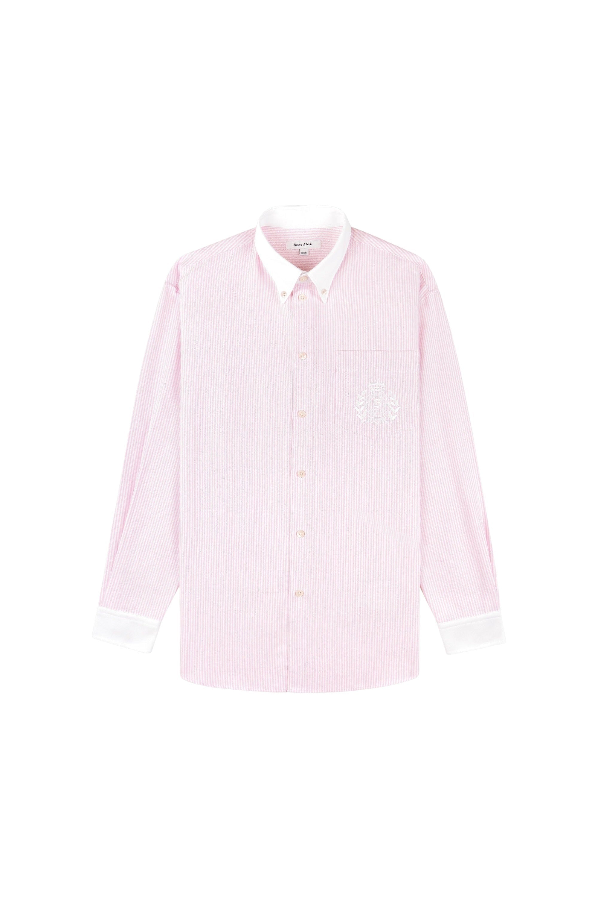 Chemise H&W Crest oversize à rayures - Pink & White Stripe