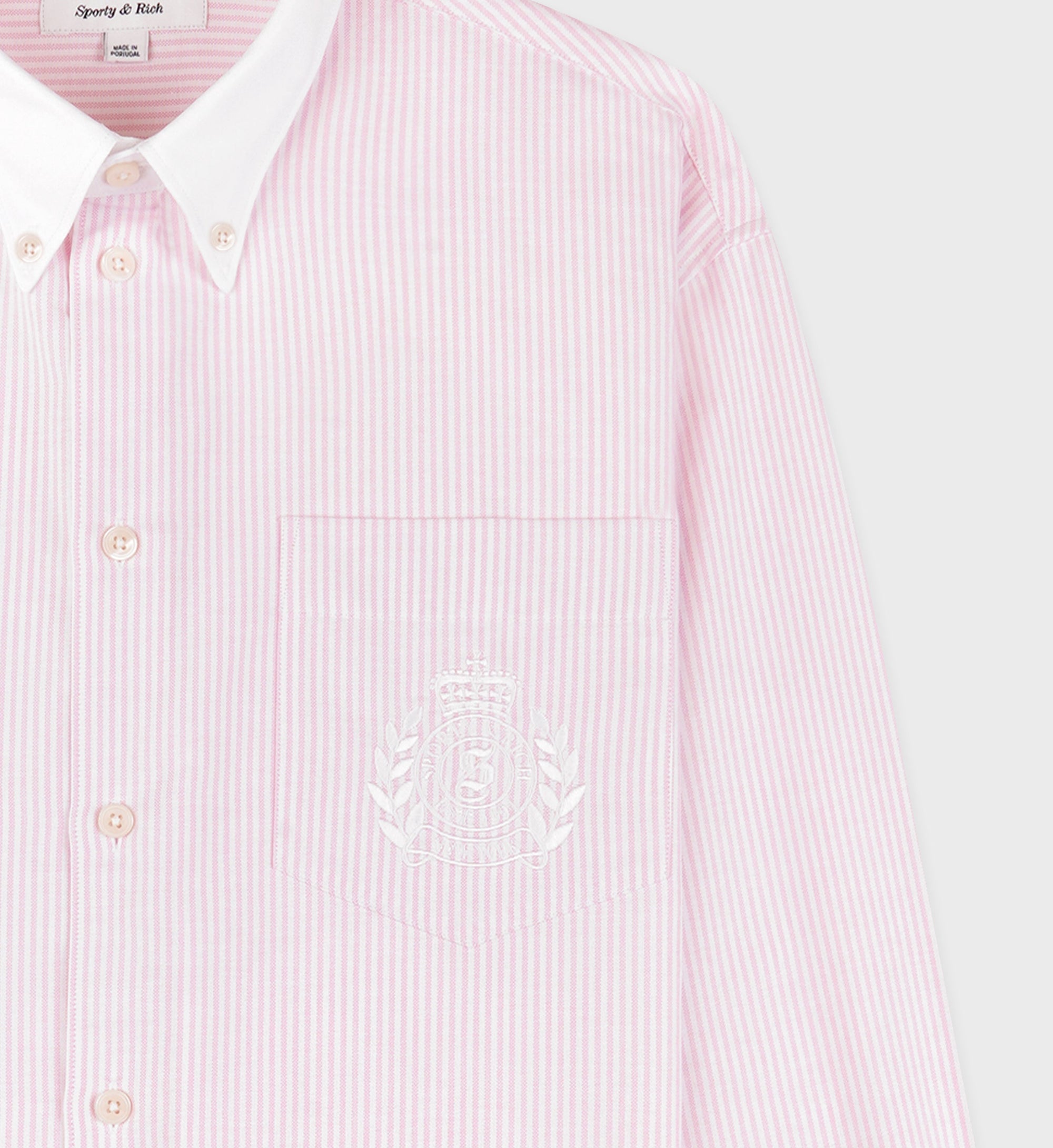 Chemise H&W Crest oversize à rayures - Pink & White Stripe