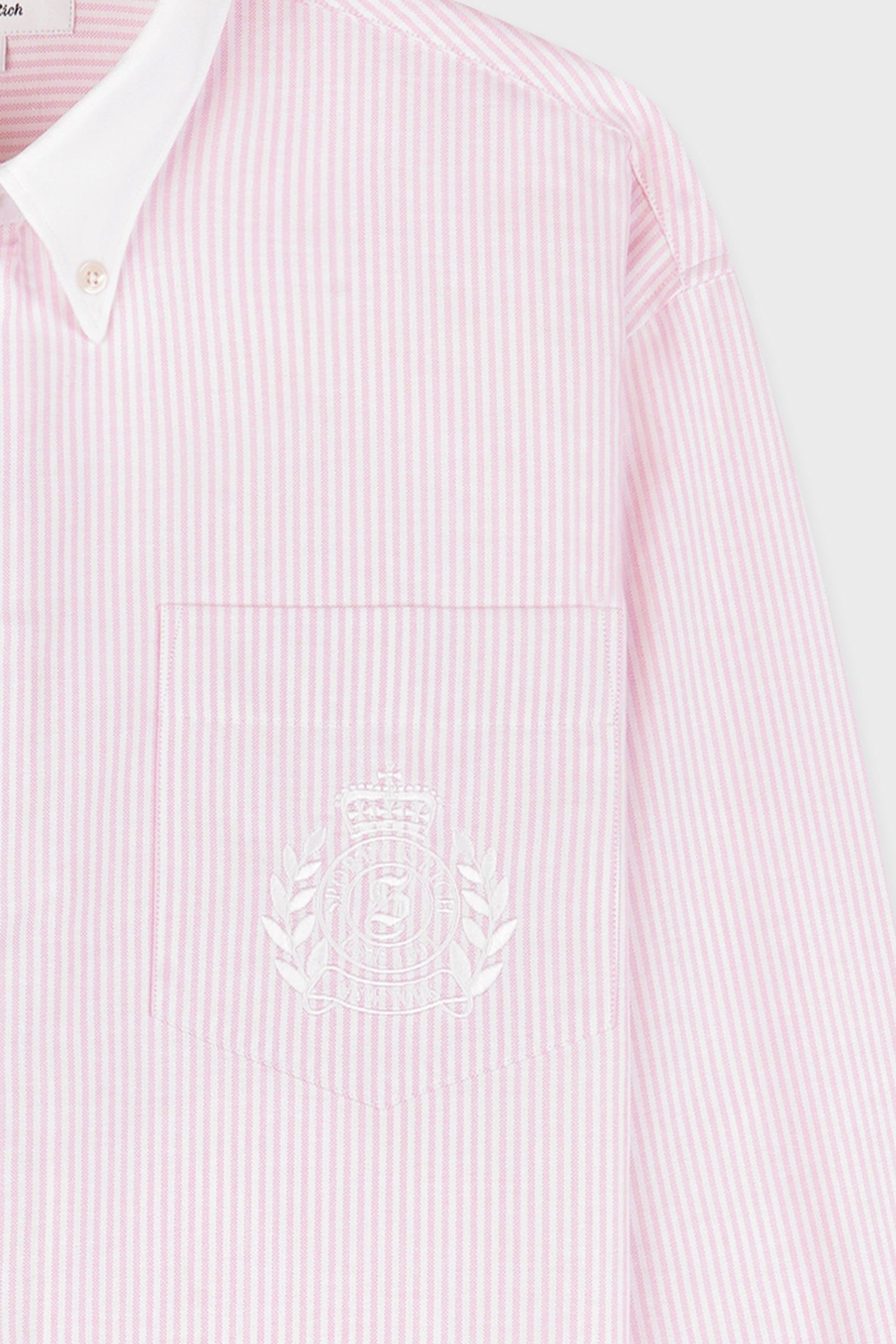 H&W Crest Oversized Striped Shirt - Pink & White