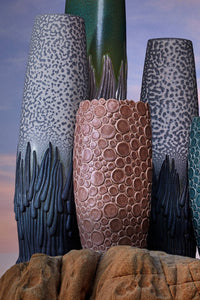 Haas Mojave large earthenware vase - White & Charcoal