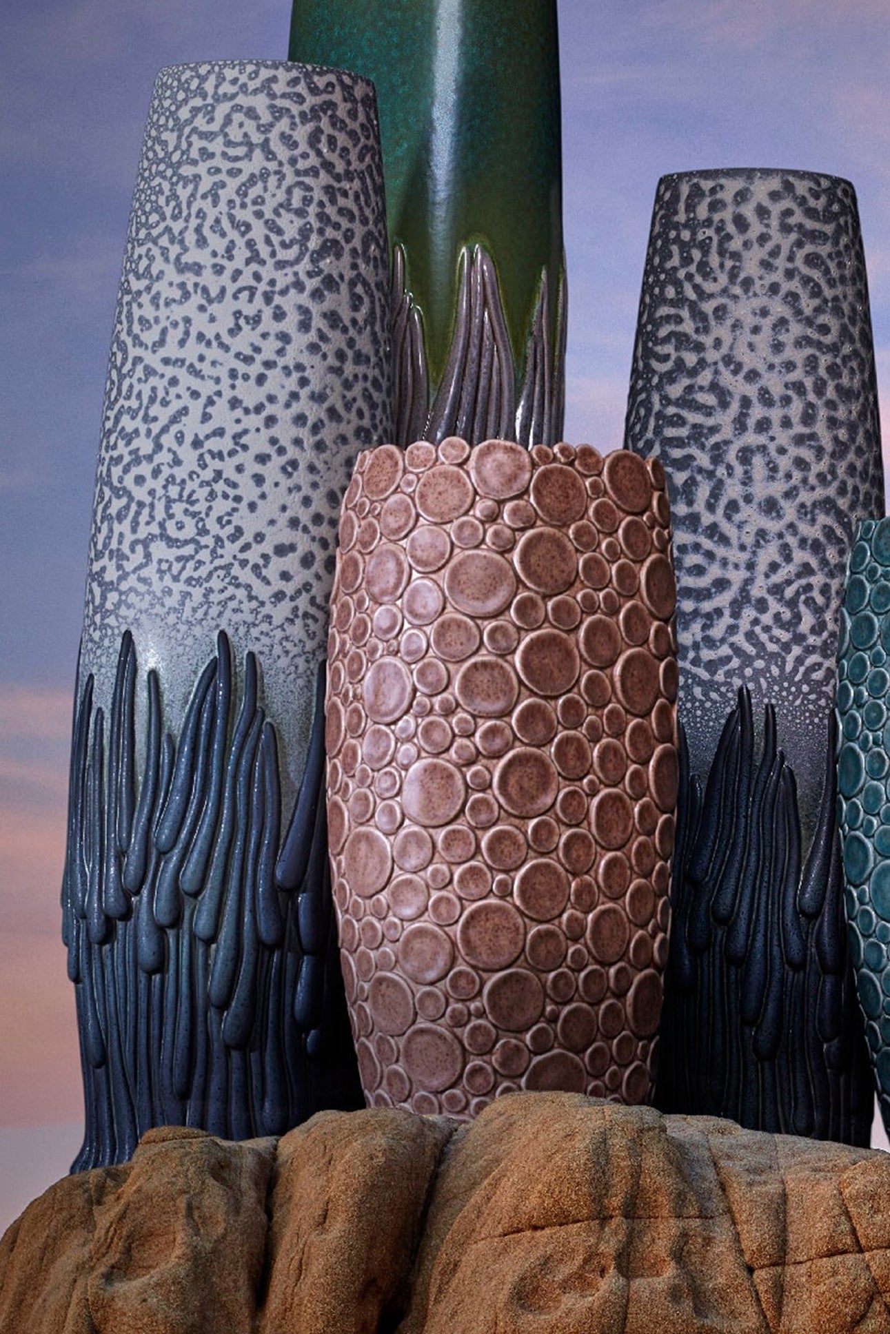 Haas Mojave large earthenware vase - White & Charcoal