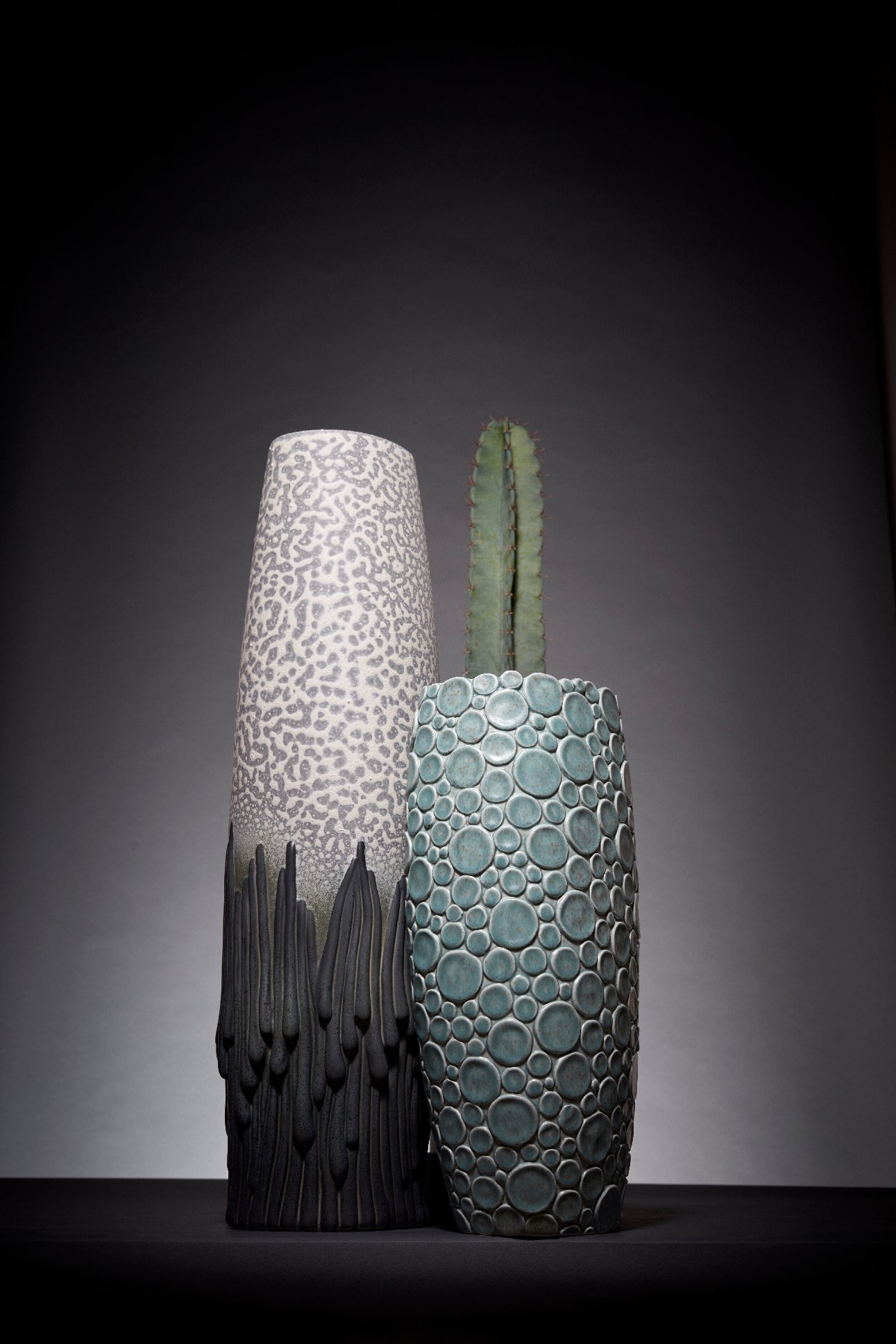 Grand vase Haas Mojave en faïence - White & Charcoal