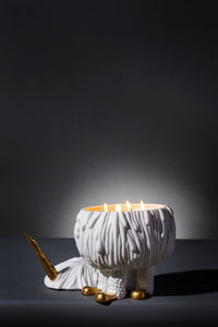 Bougie Licorne 4 mèches Haas Monster en porcelaine - Blanc & Or