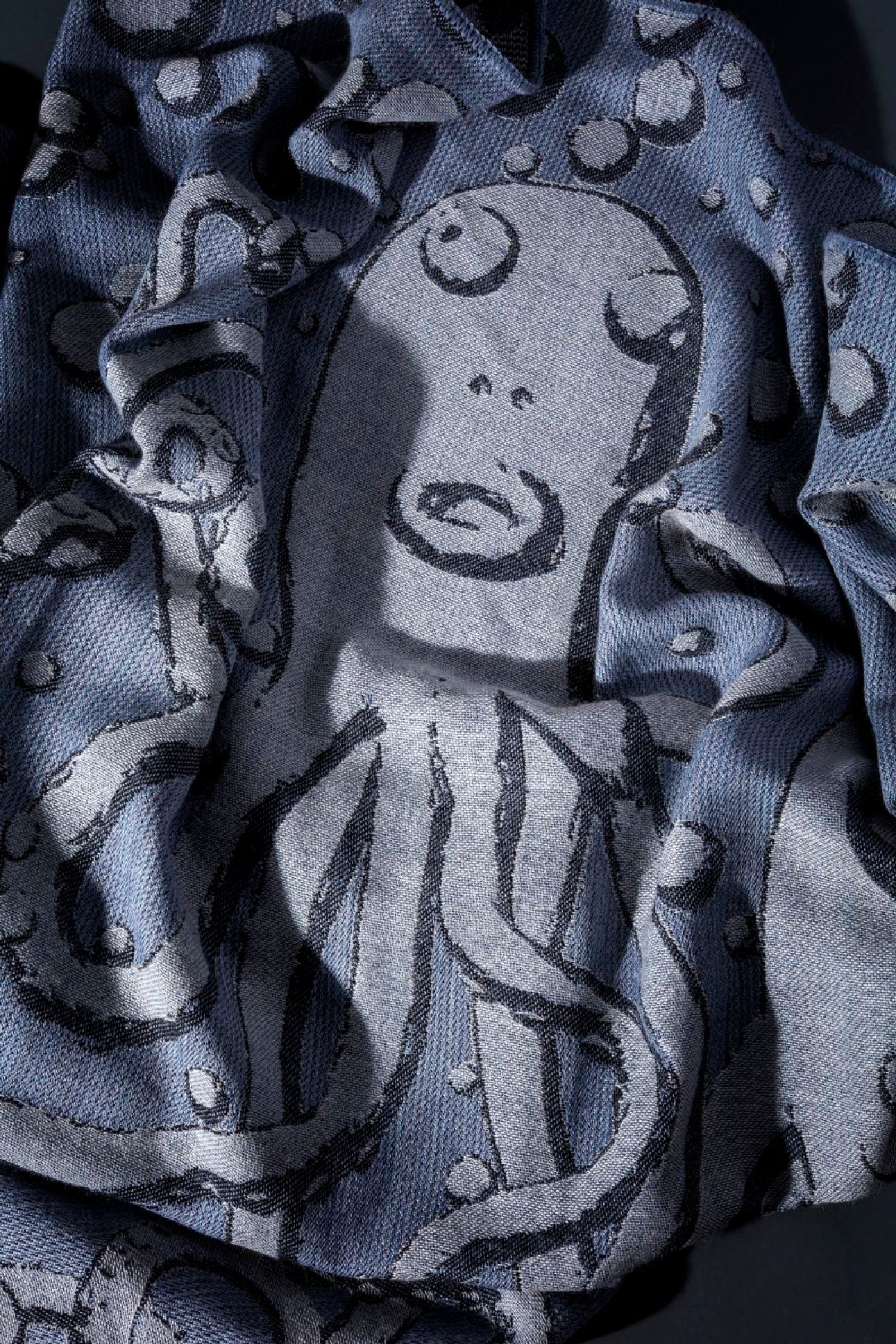 Jeté de lit imprimé Octopus jacquard en alpaga - Blue