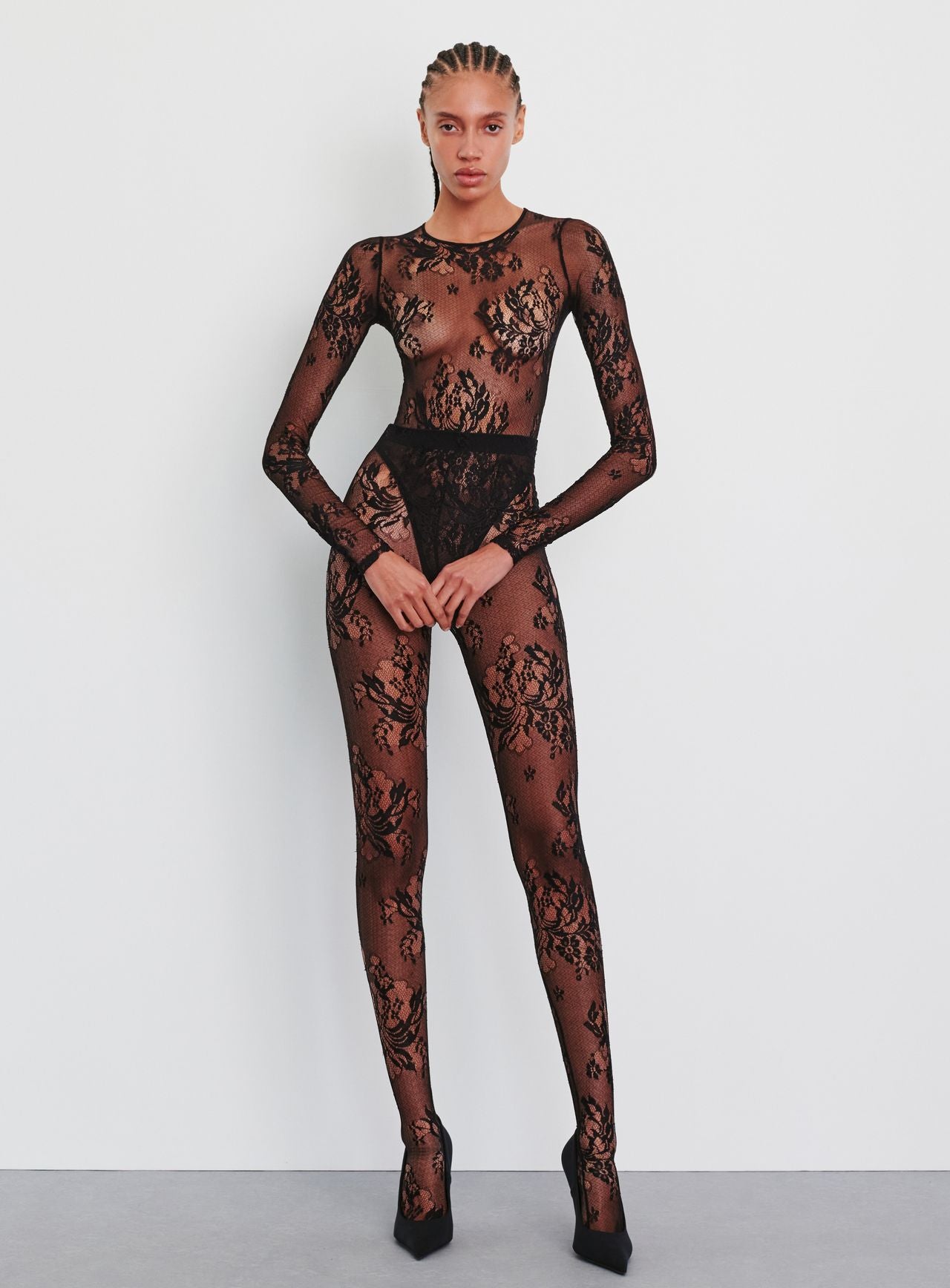 Evening Lace Bodysuit - Black