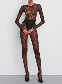 Evening Lace Bodysuit - Black