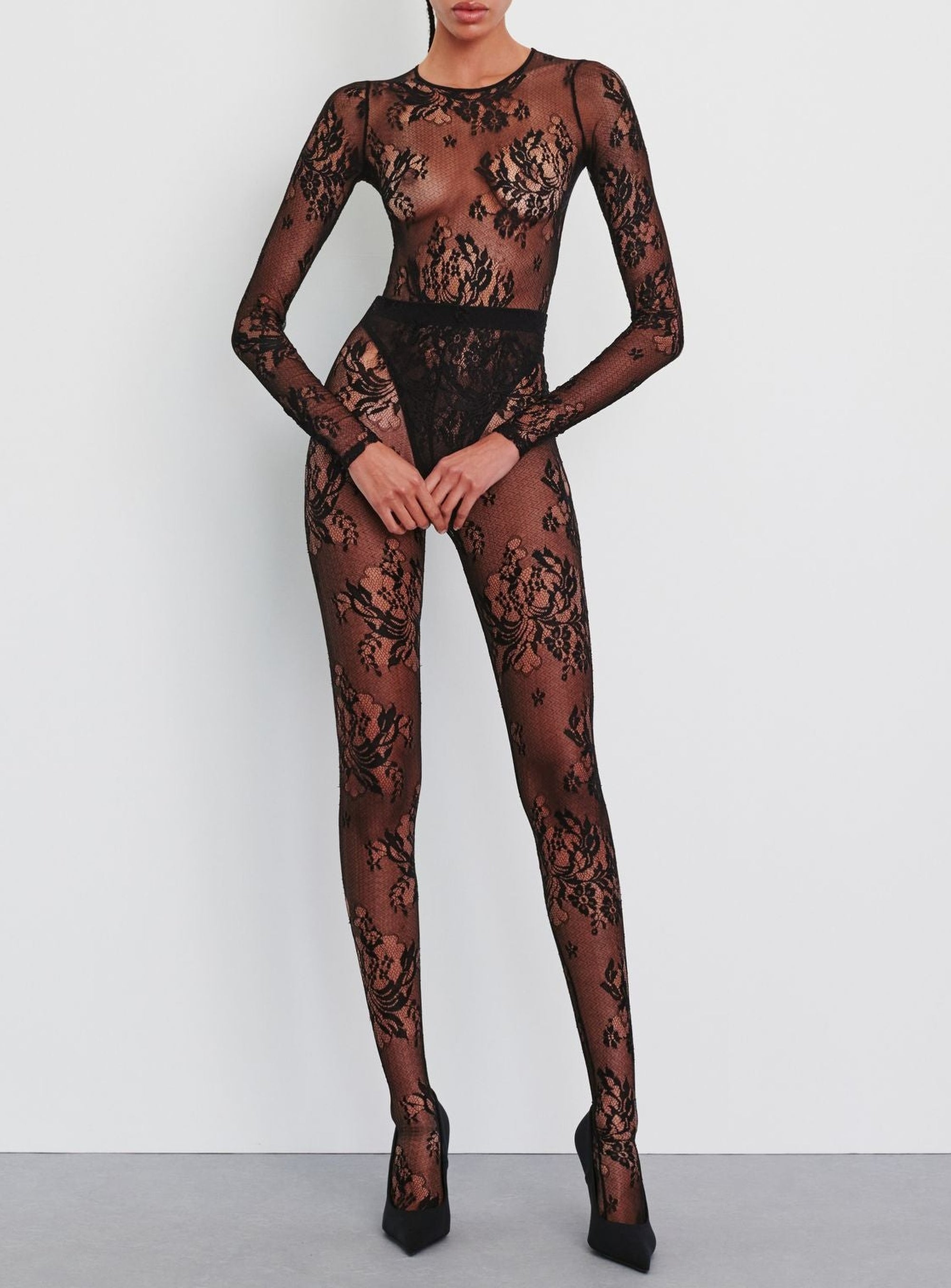 Evening Lace Bodysuit - Black