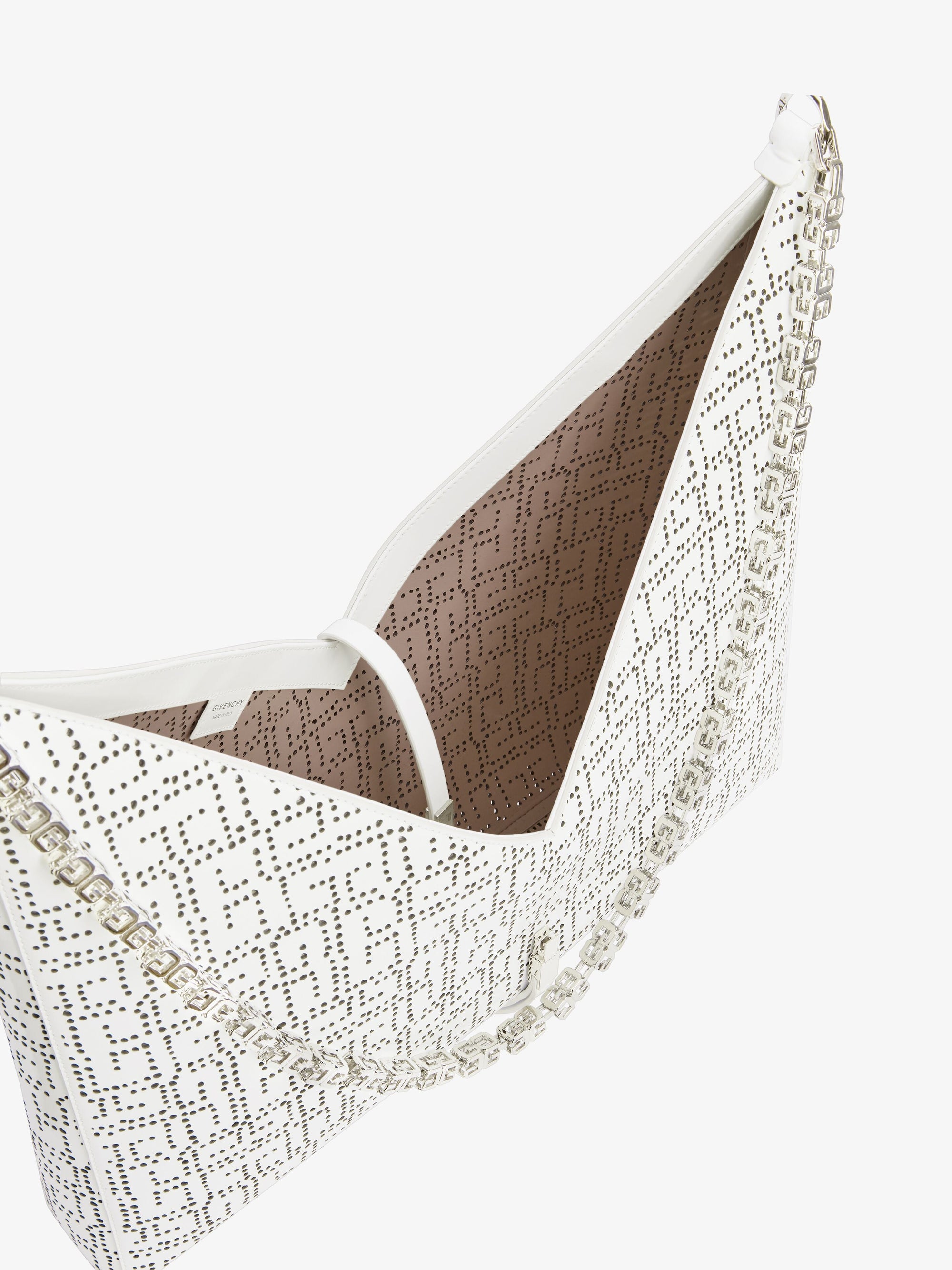 Sac Cut Out grand modèle en cuir perforé - Ivory