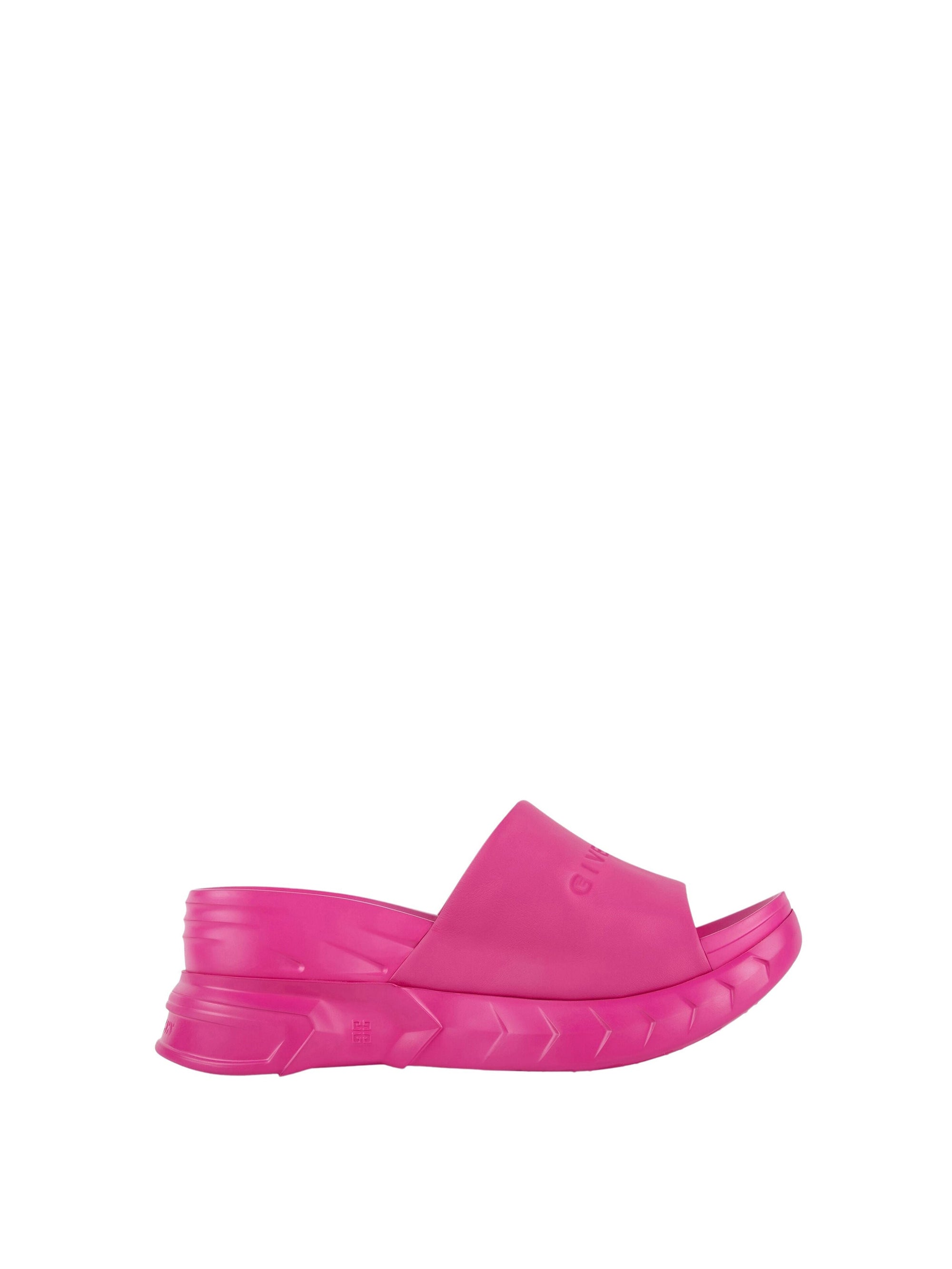 Sandales compensées Marshmallow 75 en cuir - Rose Fluo