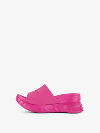 Sandales compensées Marshmallow 75 en cuir - Rose Fluo