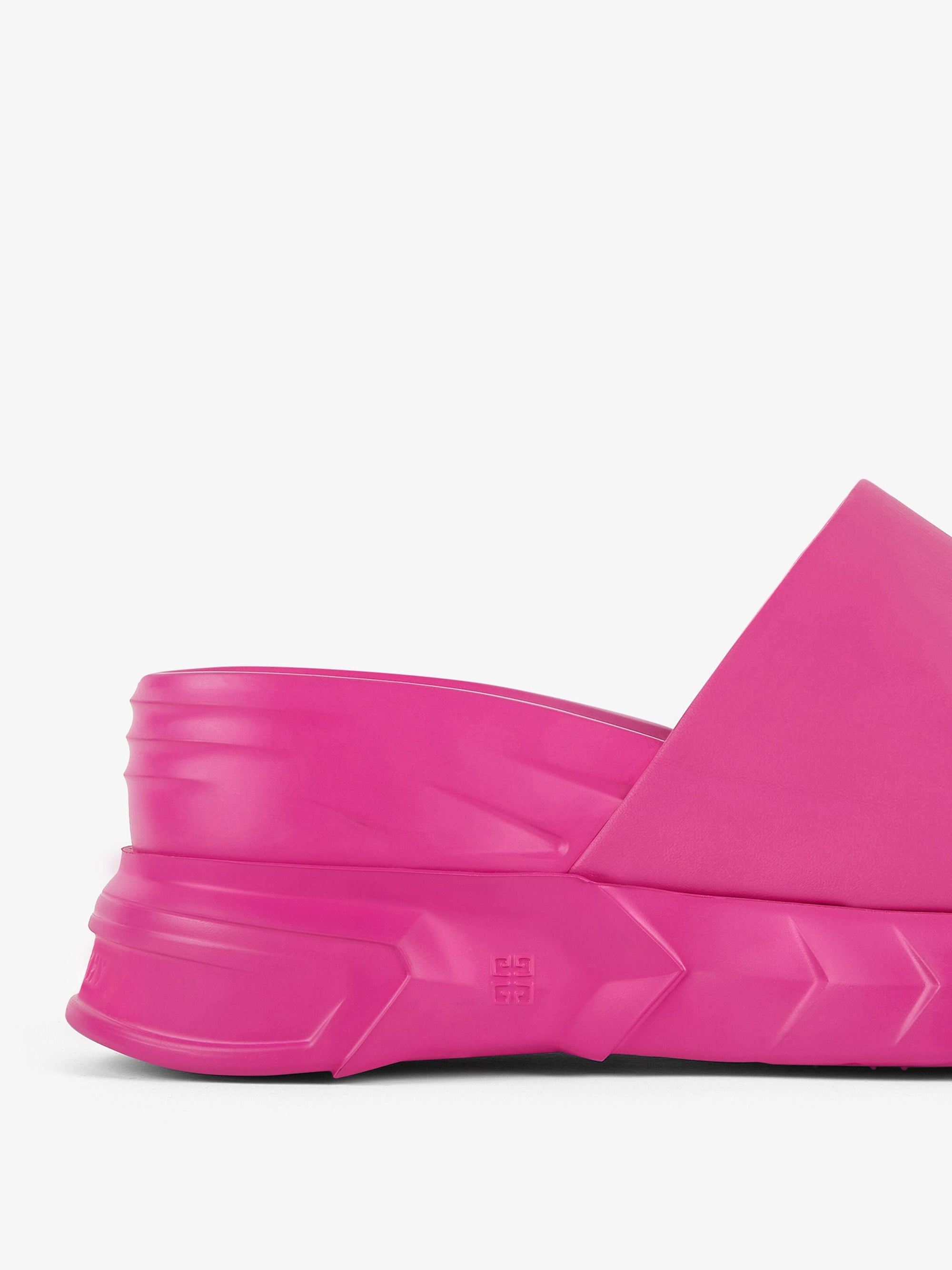 Sandales compensées Marshmallow 75 en cuir - Rose Fluo