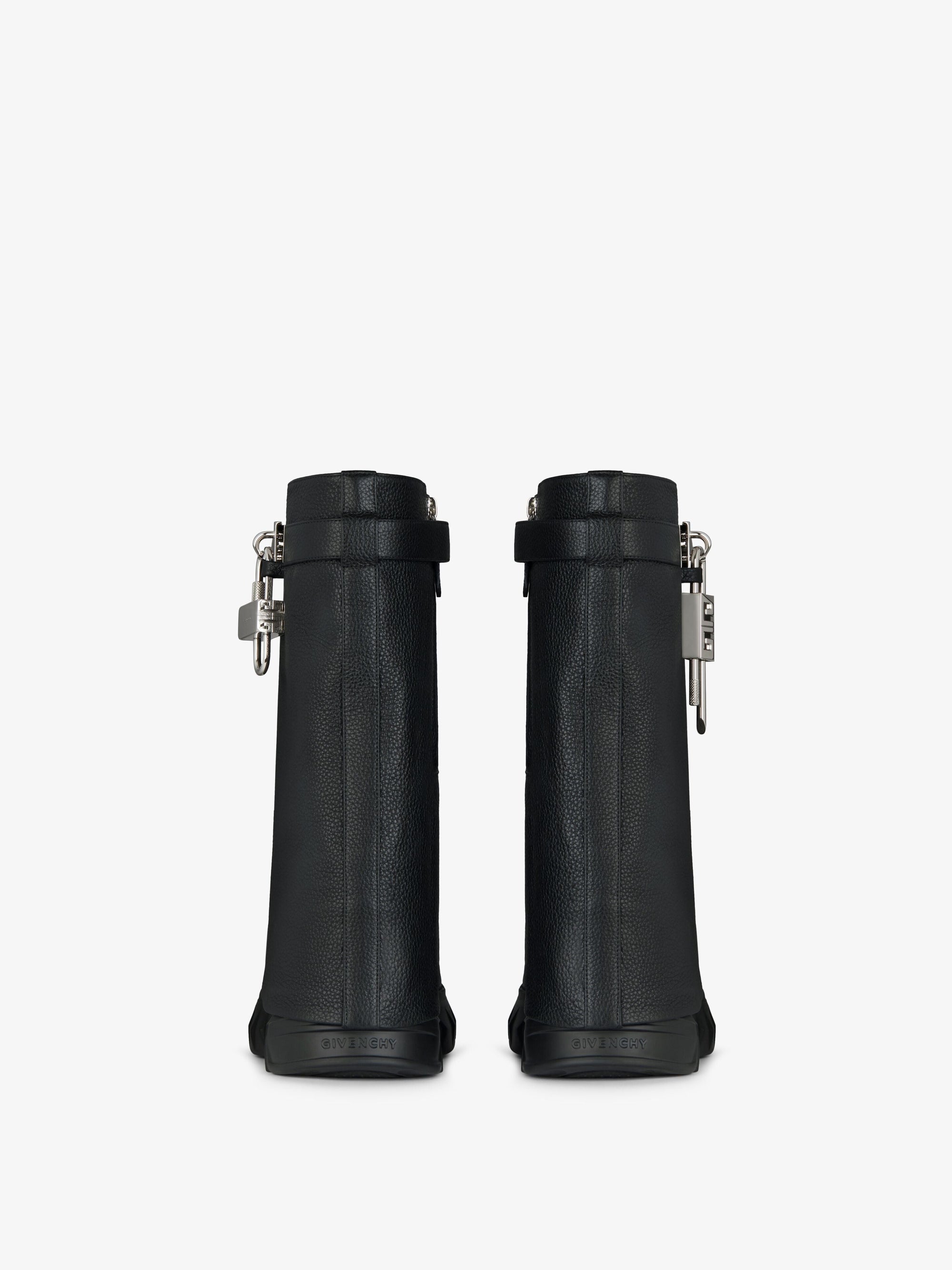 Bottines Shark Lock Biker 85 en cuir grainé - Black