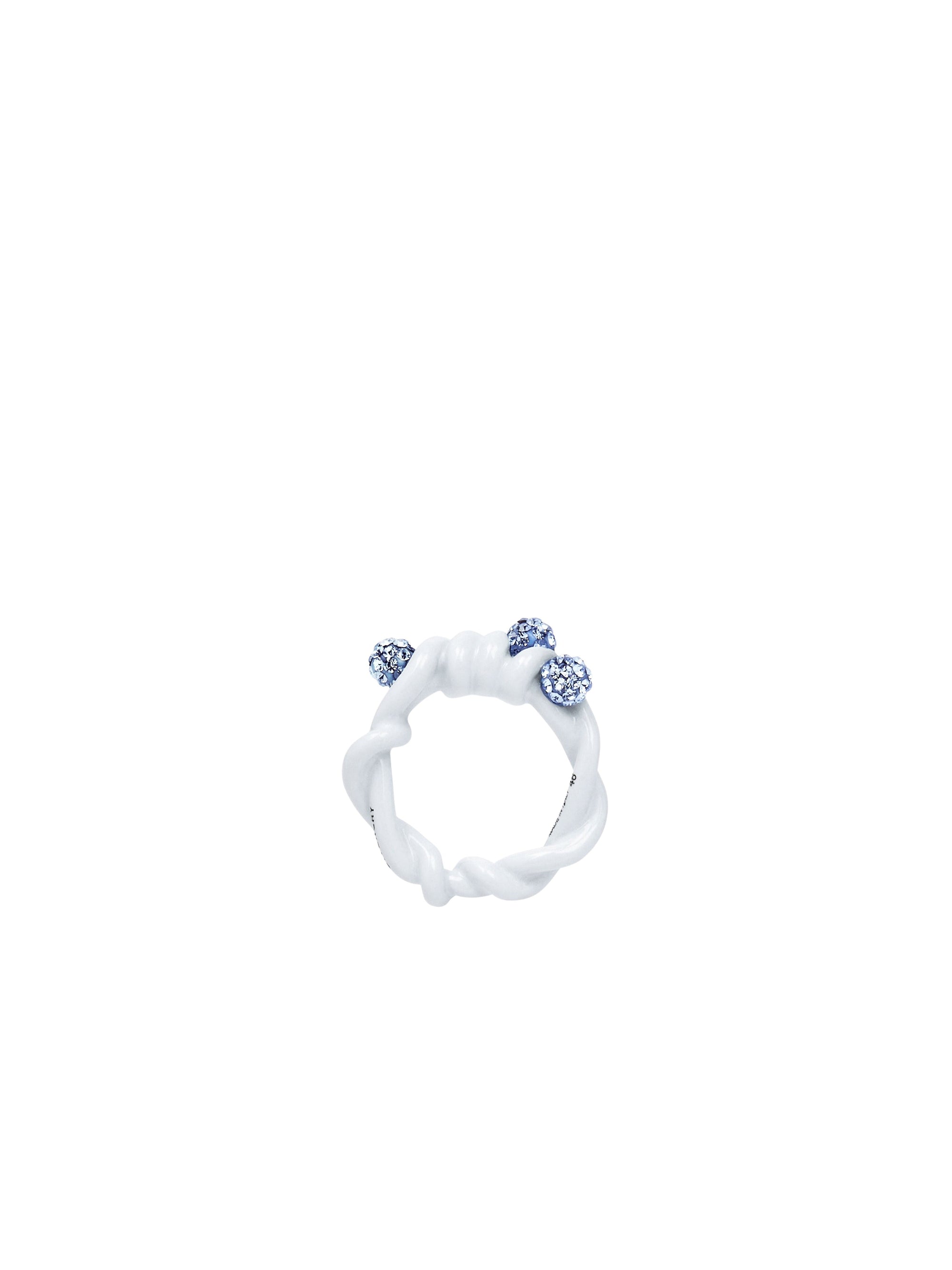 Bague Twisted en laiton avec cristaux - Off White