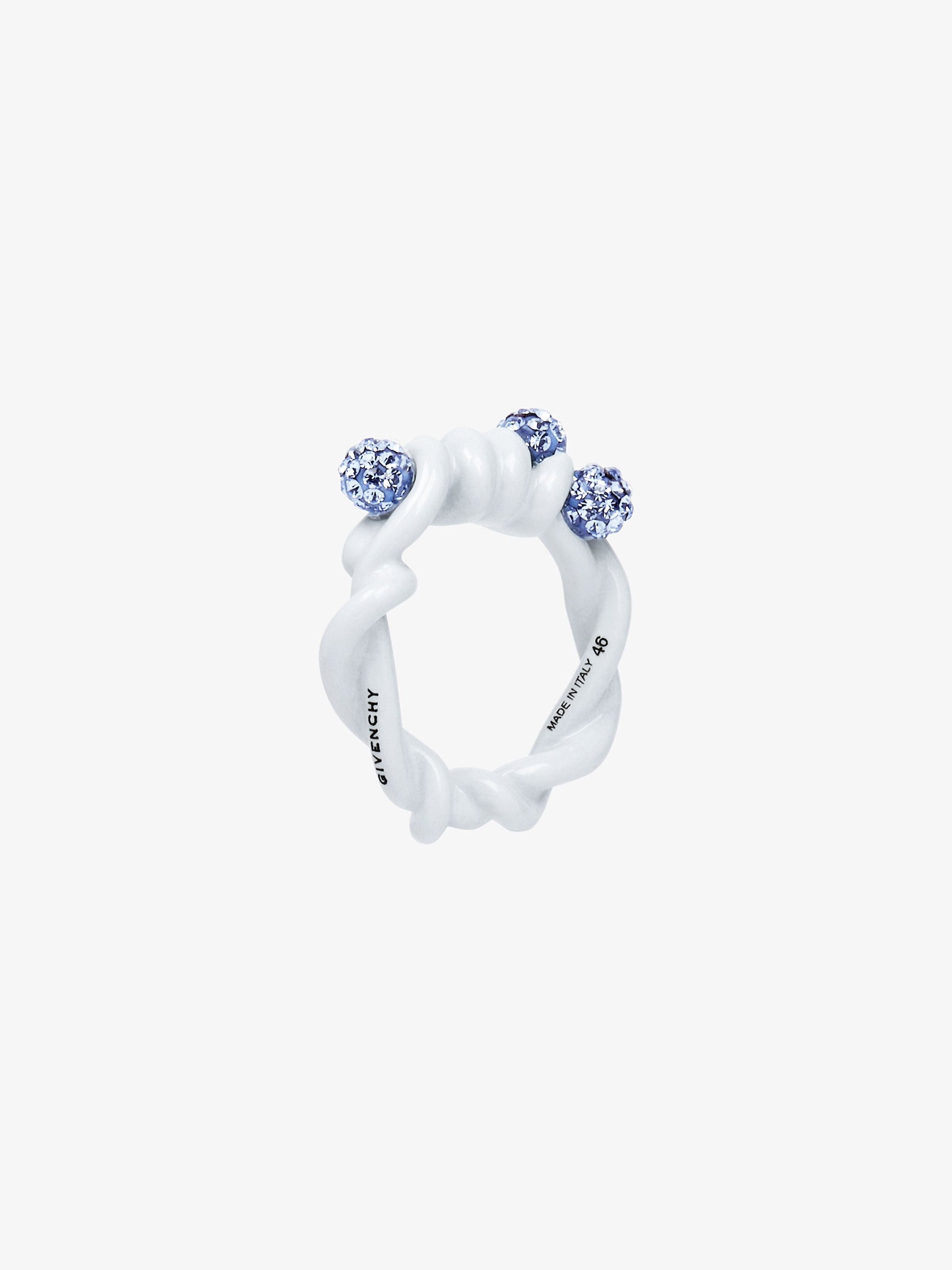 Bague Twisted en laiton avec cristaux - Off White