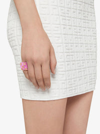 Bague 4G Plumetis en laiton avec cristaux - Pink & Golden