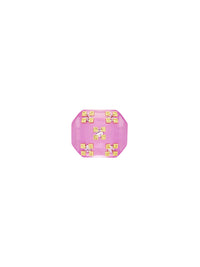Bague 4G Plumetis en laiton avec cristaux - Pink & Golden