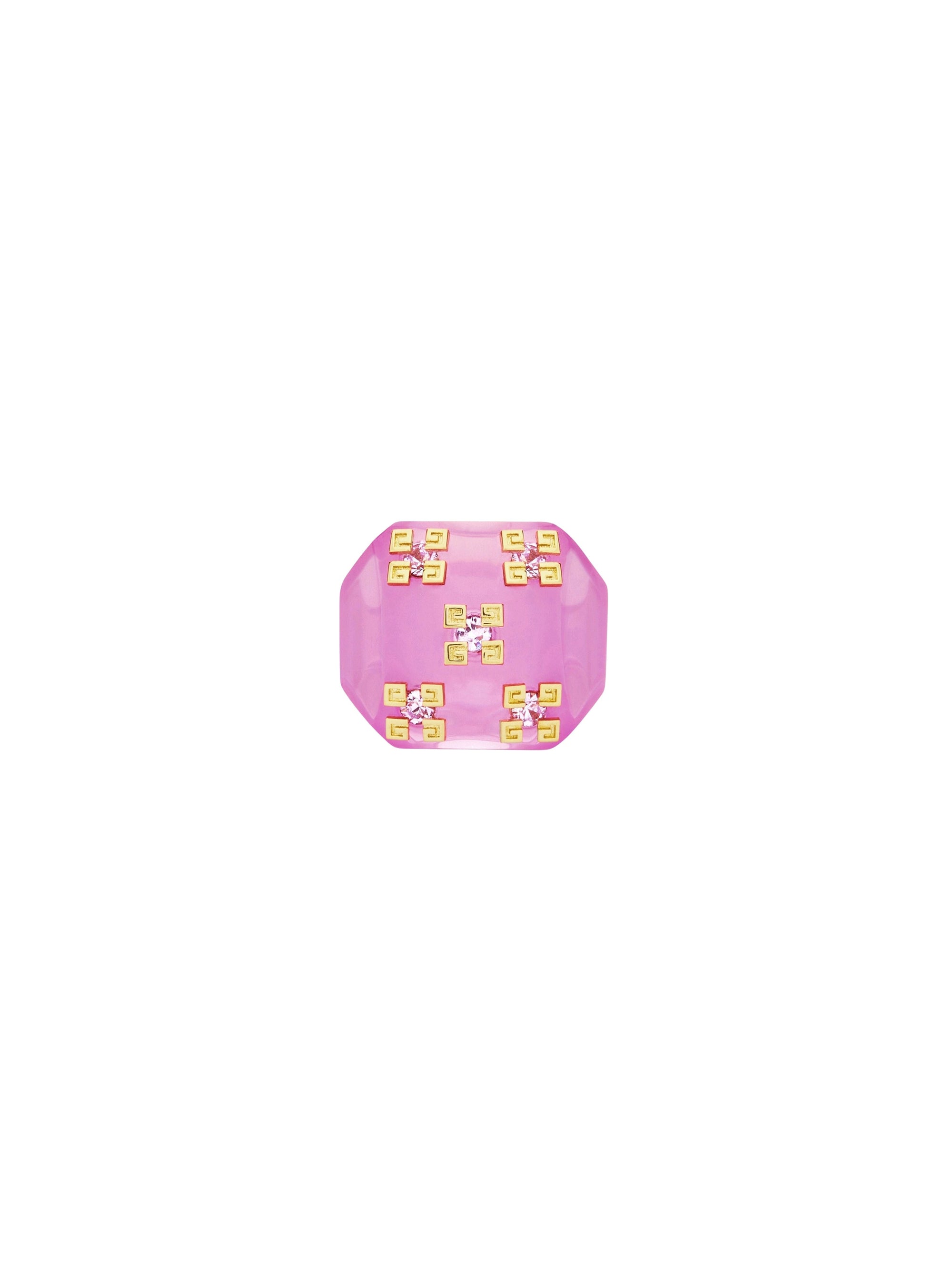 Bague 4G Plumetis en laiton avec cristaux - Pink & Golden