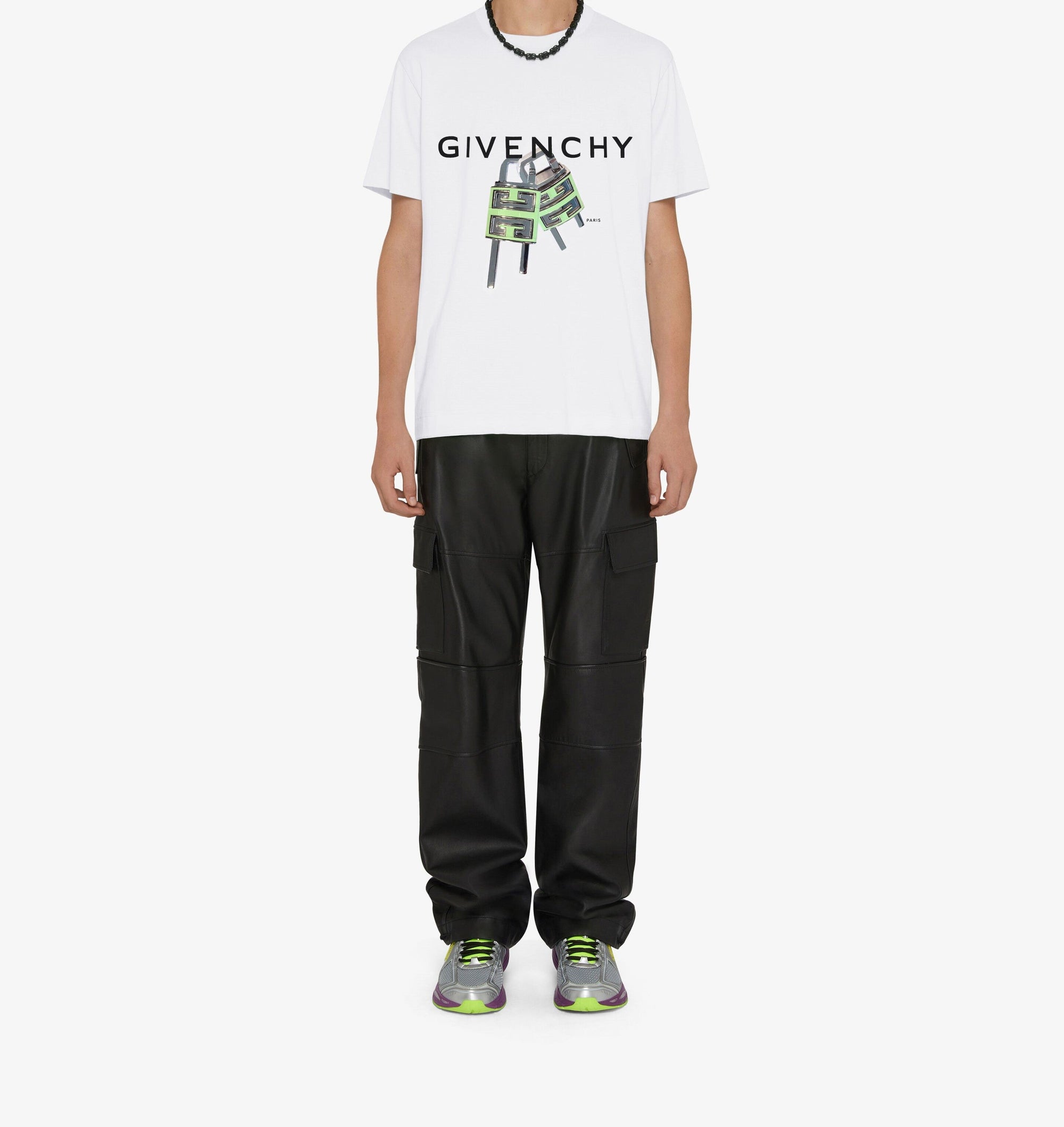 T-shirt slim Givenchy 4G Lock - Blanc