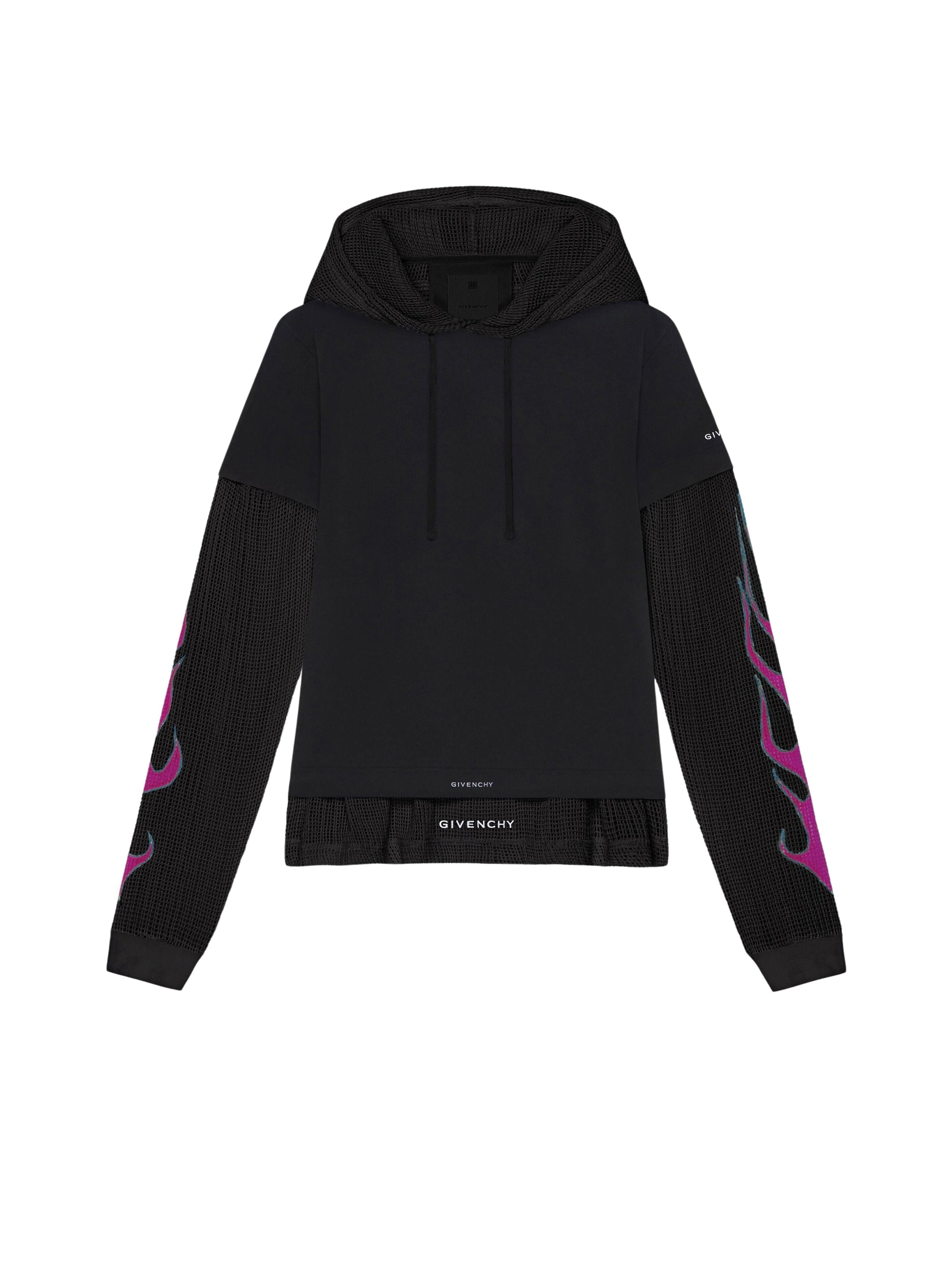 T-shirt à capuche à effet superposé - Black