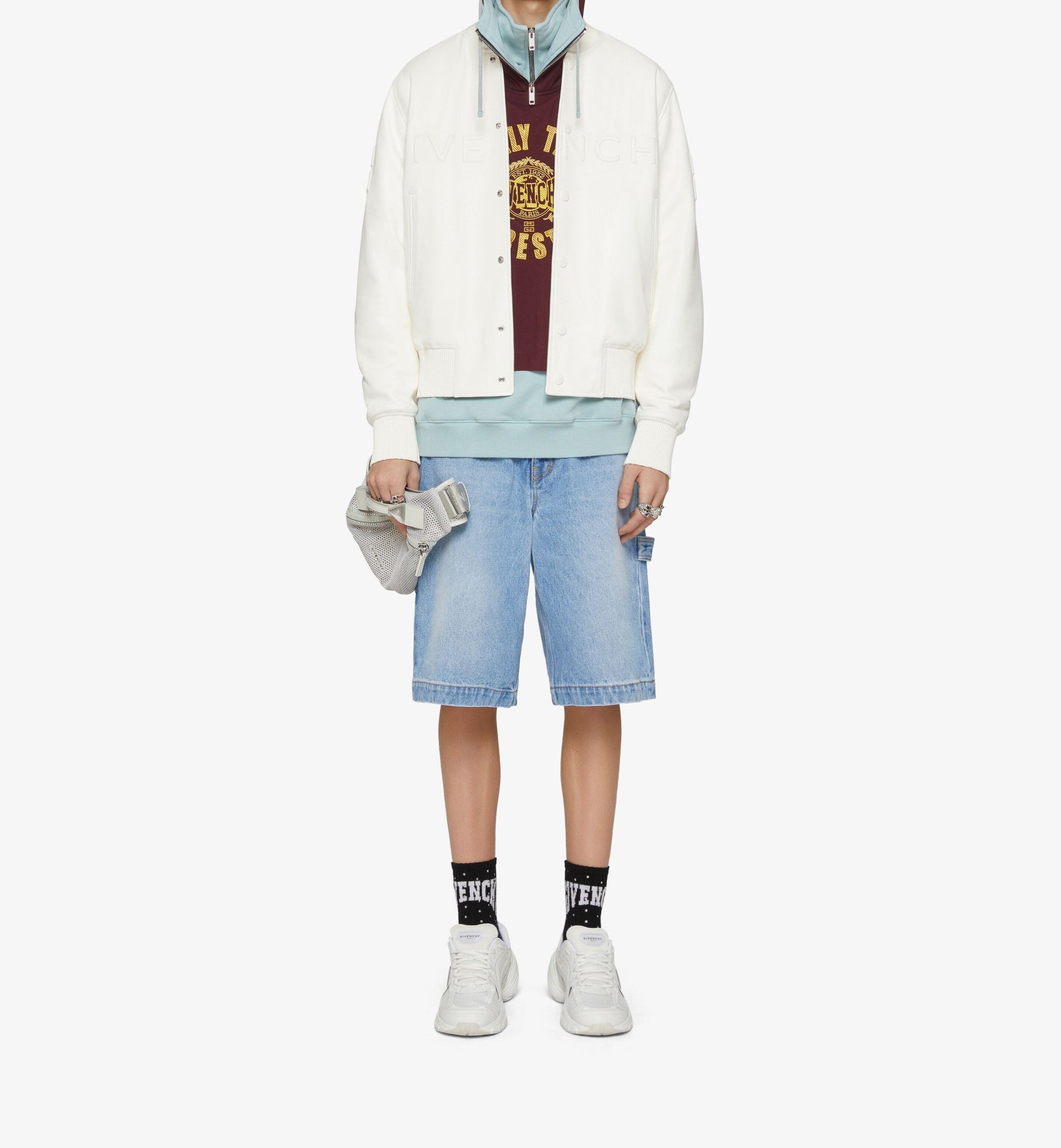 Sweatshirt à capuche à effet superposé - Aubergine & Grey