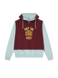 Sweatshirt à capuche à effet superposé - Aubergine & Grey