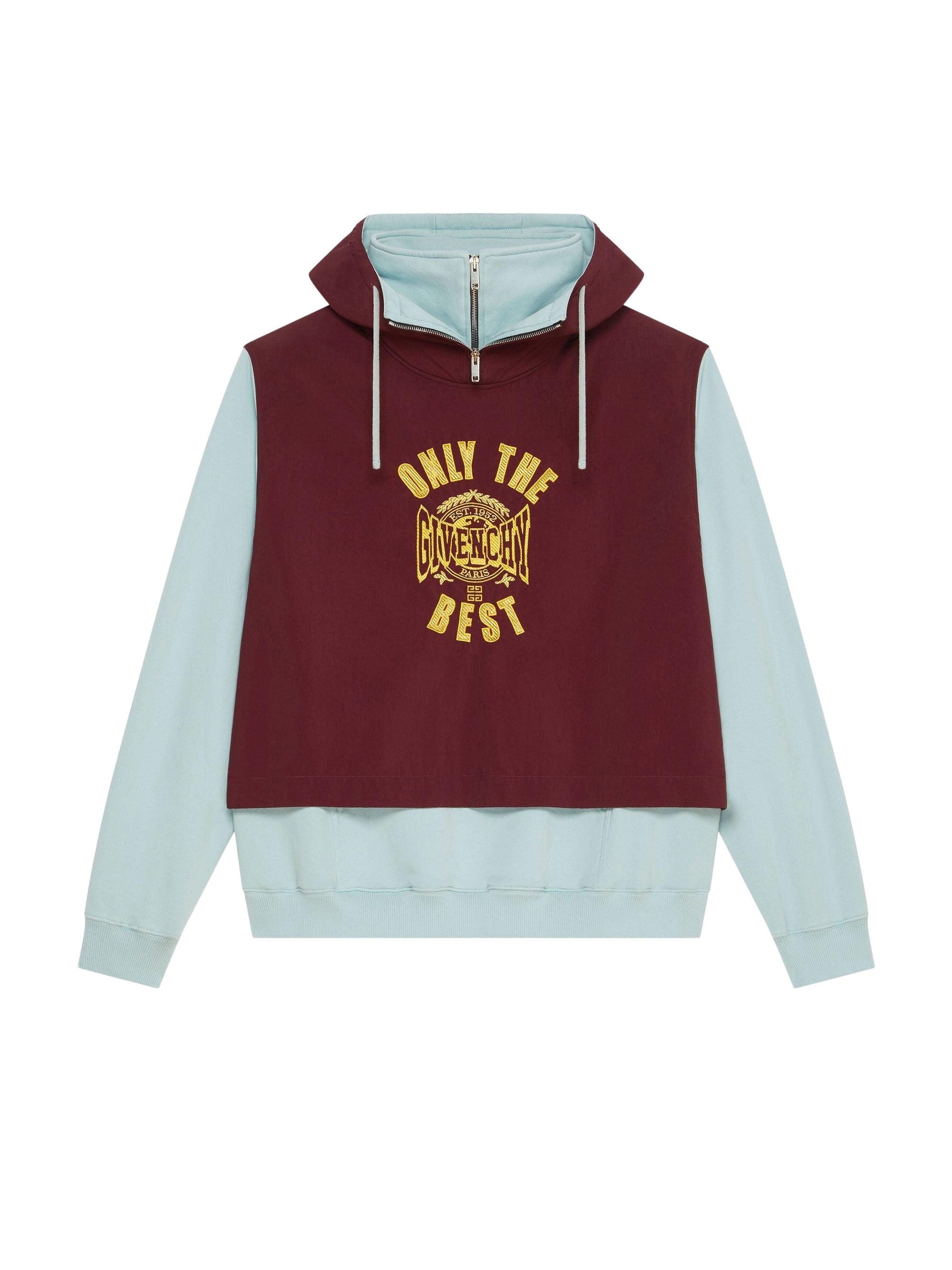Sweatshirt à capuche à effet superposé - Aubergine & Grey