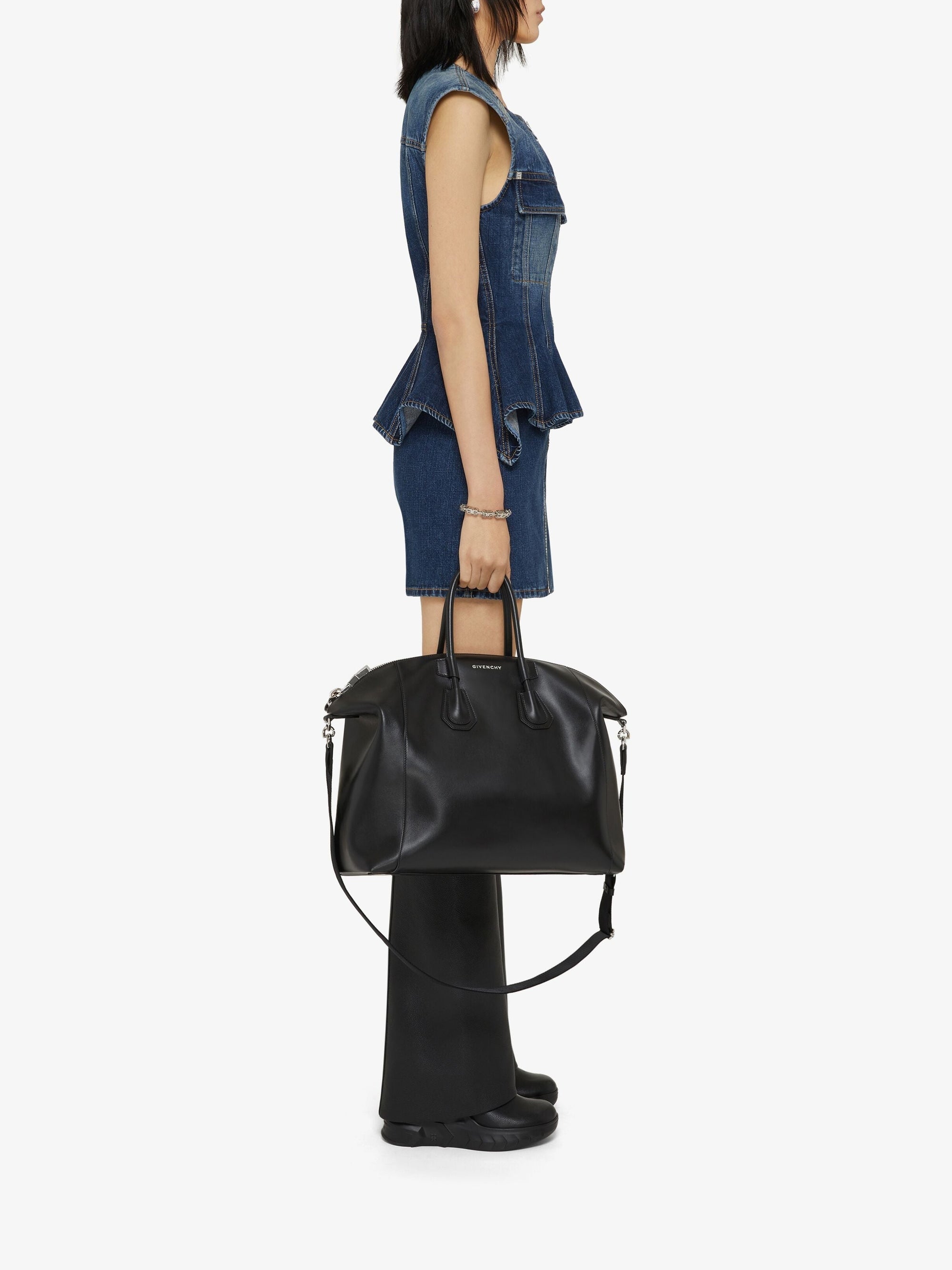 Robe en denim à zip - Bleu Moyen