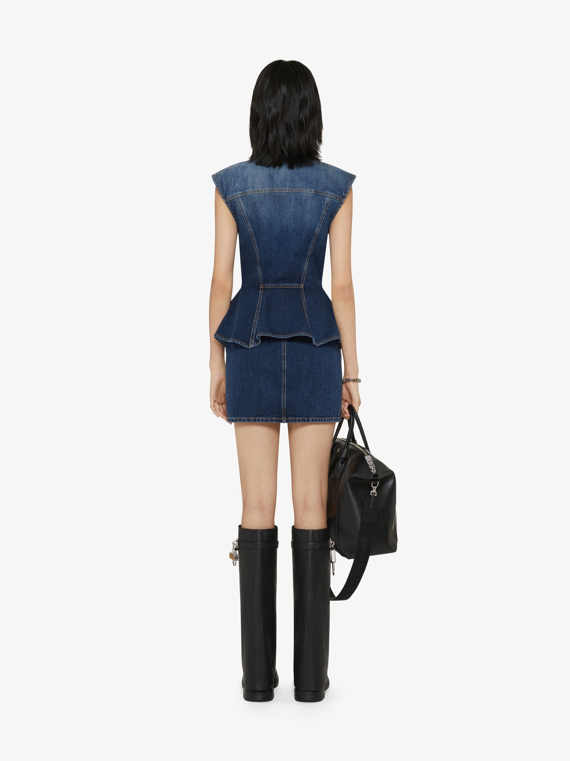 Robe en denim à zip - Bleu Moyen