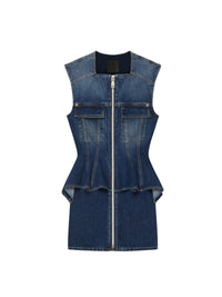 Robe en denim à zip - Bleu Moyen