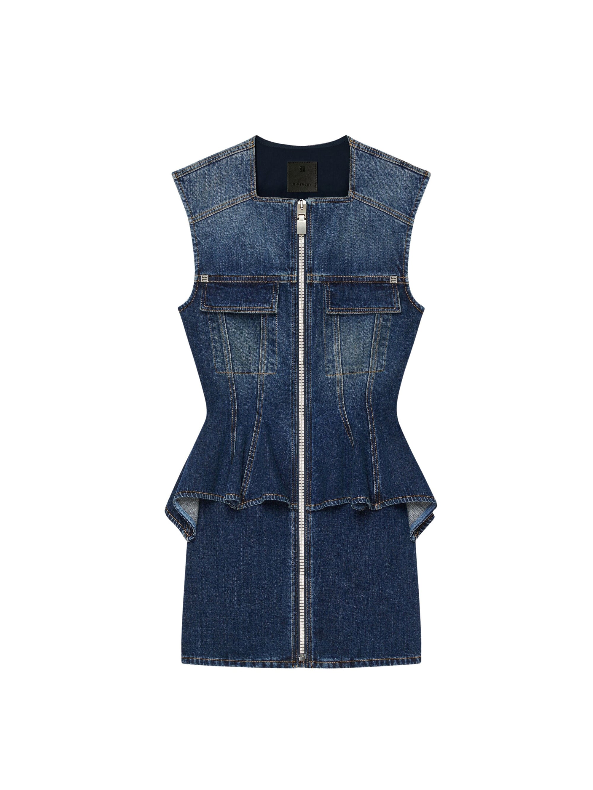 Robe en denim à zip - Bleu Moyen