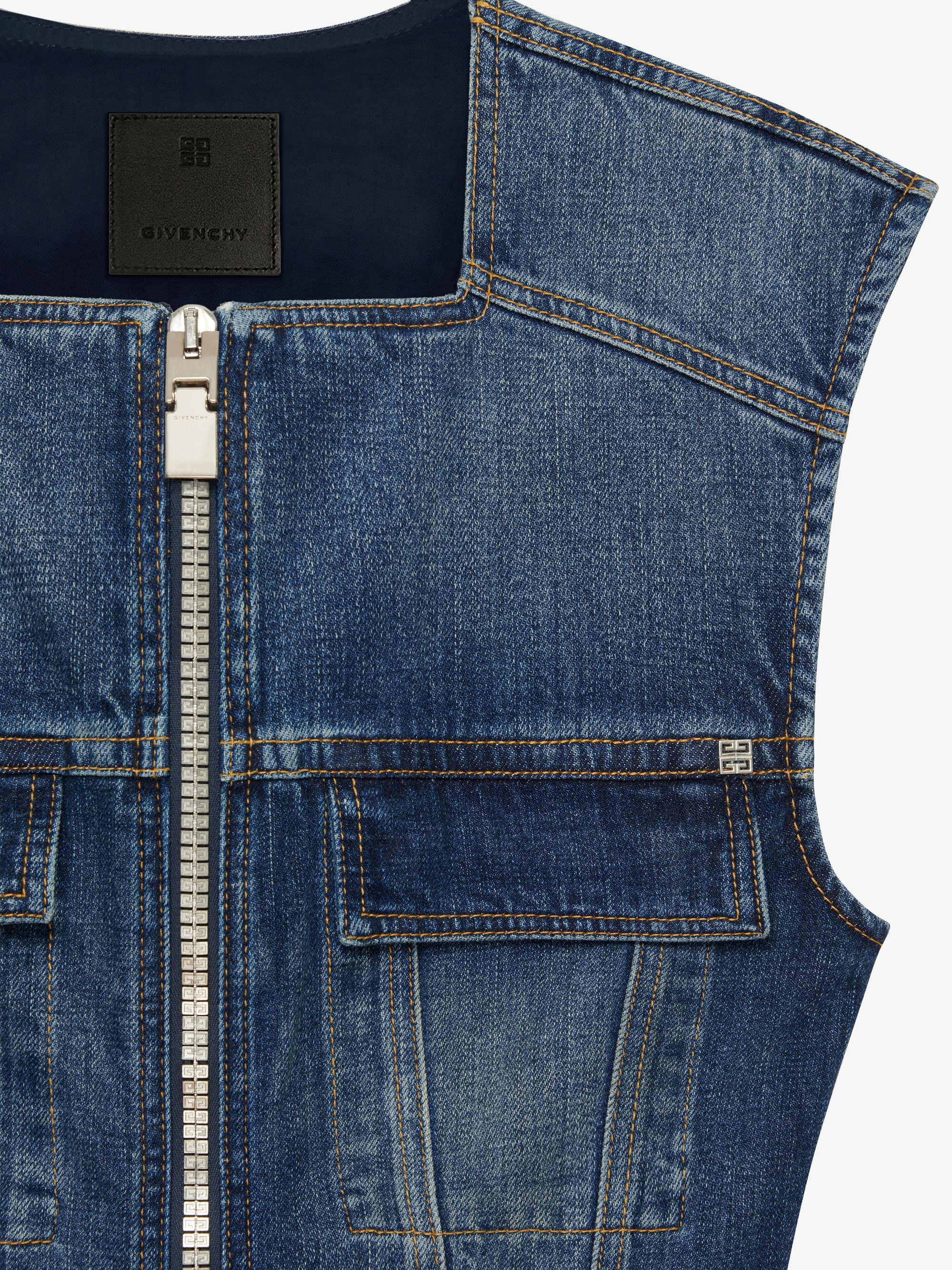 Robe en denim à zip - Bleu Moyen