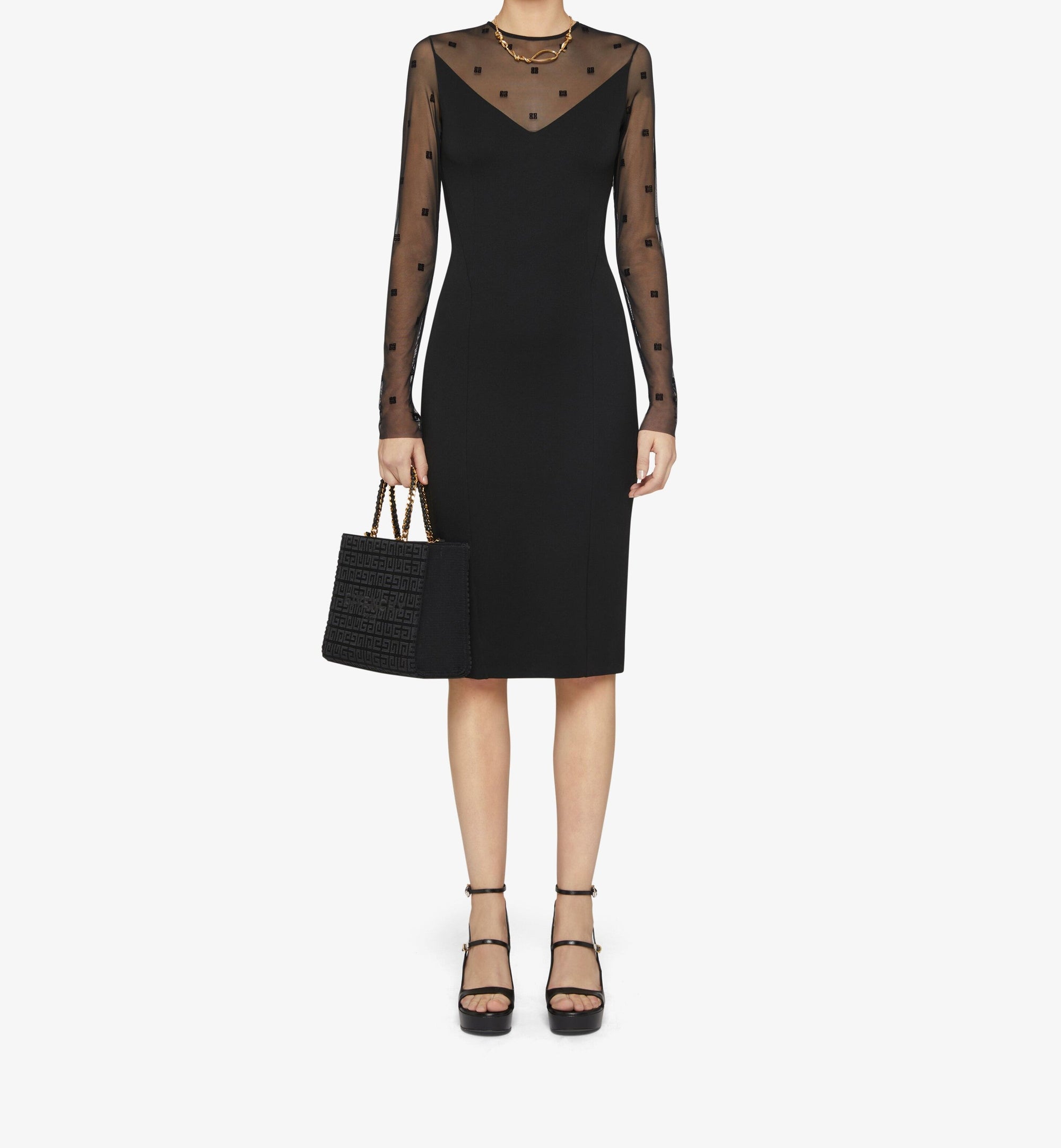 LONG SLEEVE 4G TULLE DRESS