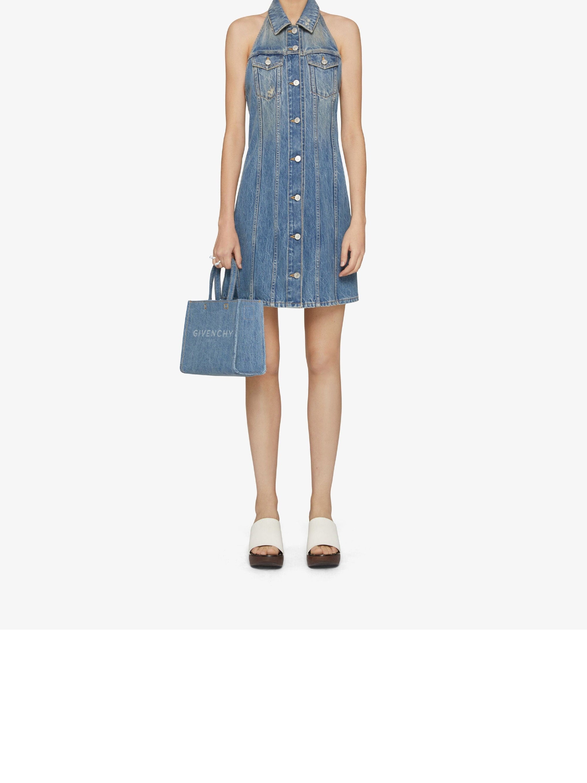 HALTER DENIM DRESS