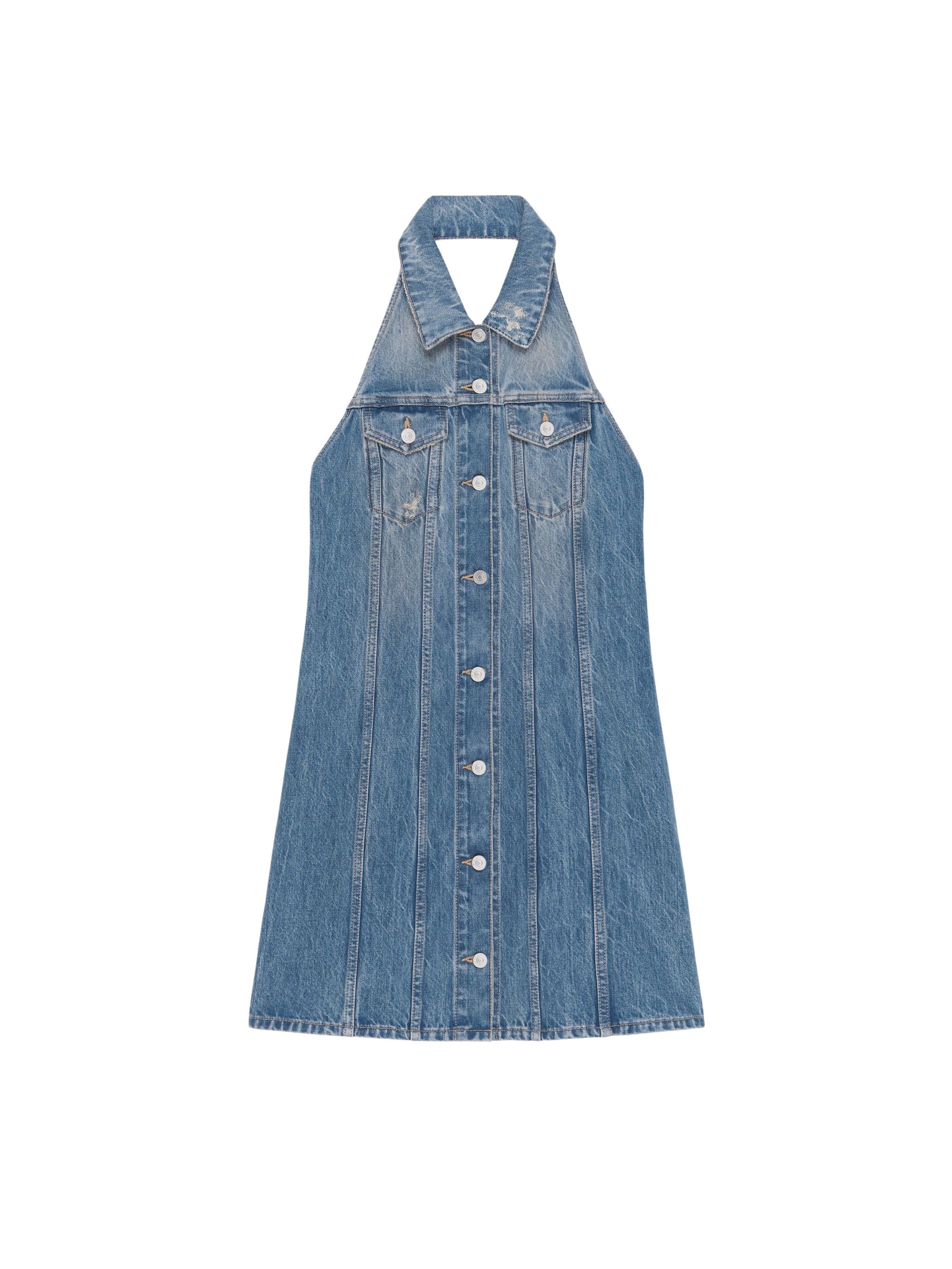 HALTER DENIM DRESS