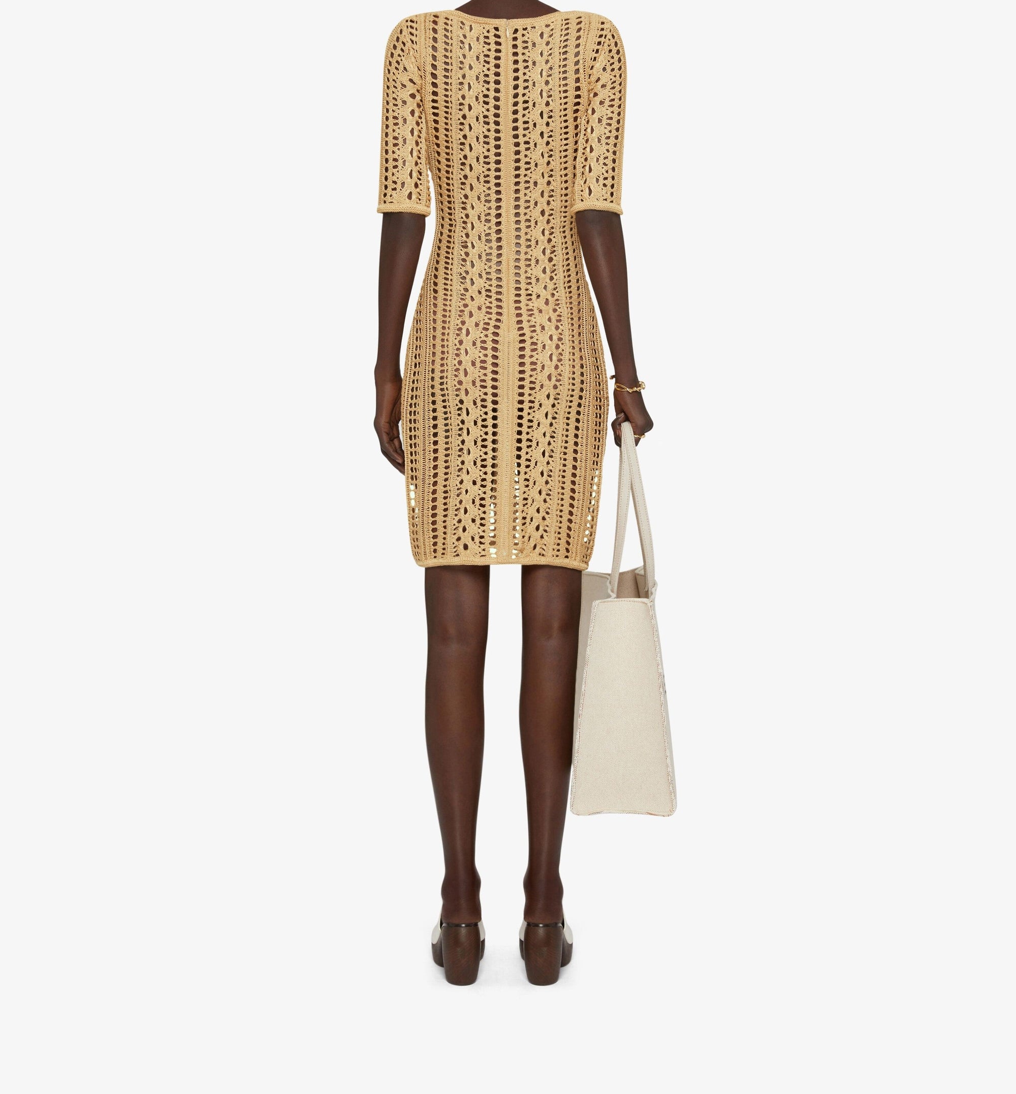 Crochet dress in linen - Straw
