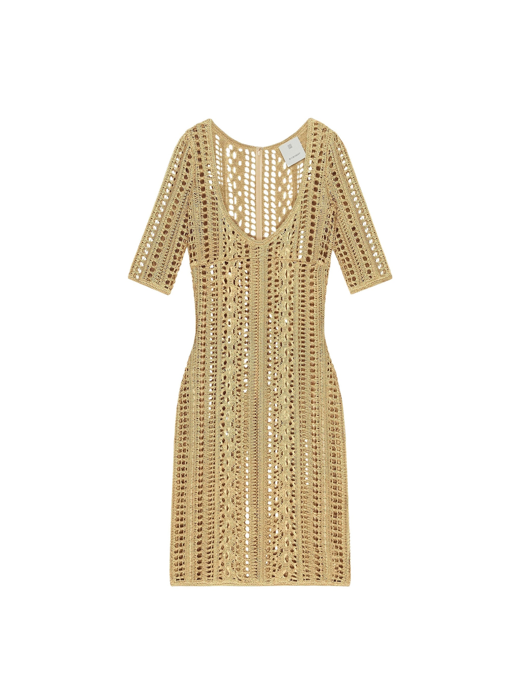 Crochet dress in linen - Straw