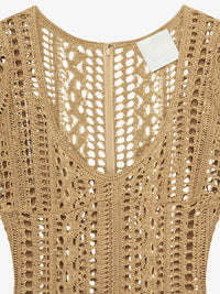 Crochet dress in linen - Straw