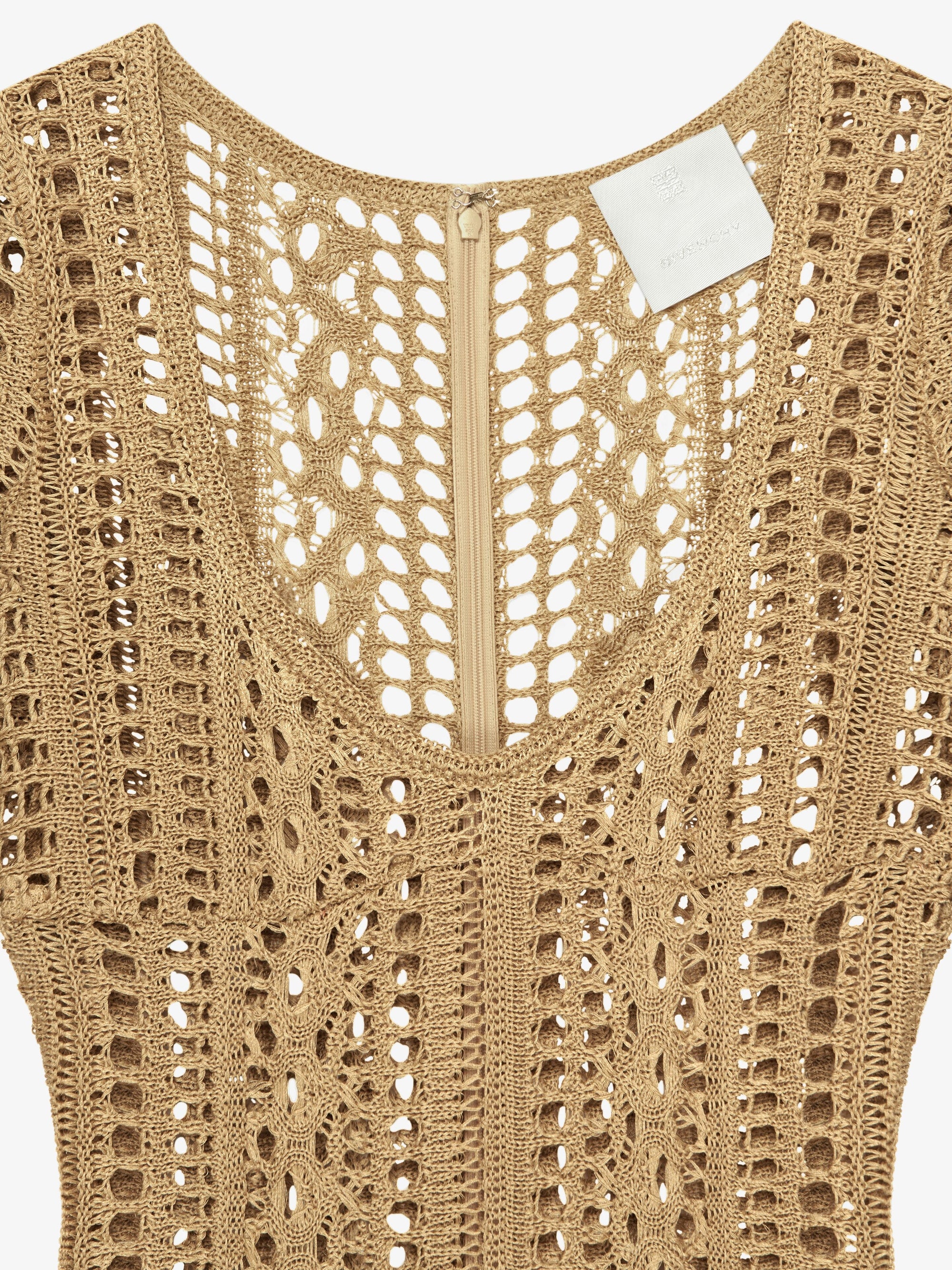 Crochet dress in linen - Straw