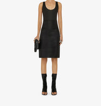 Jupe crayon 4G en cuir - Noir