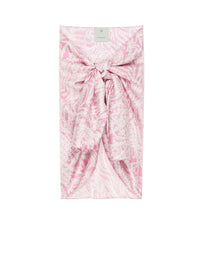 Jupe paréo en soie imprimée - Pink & White