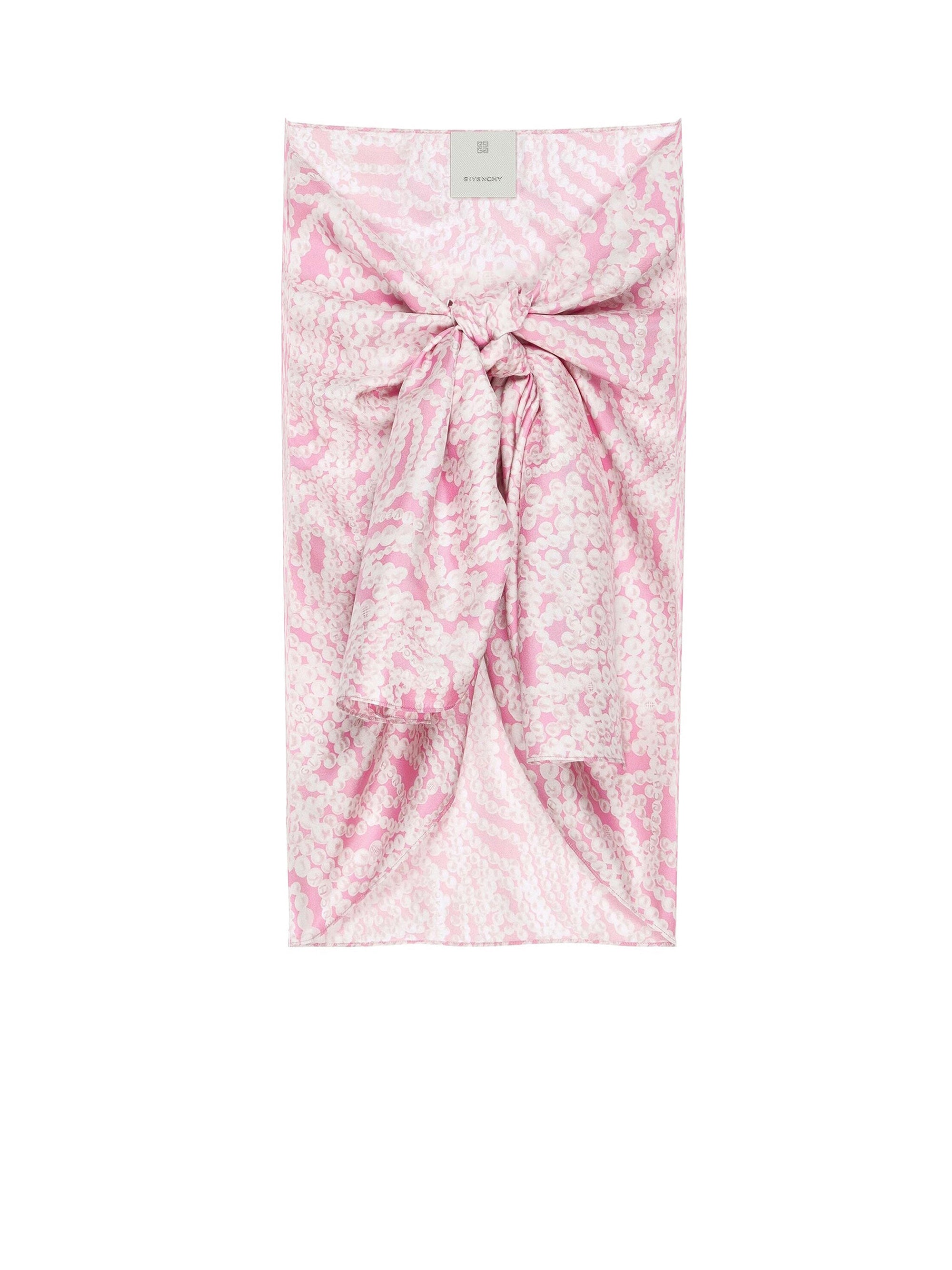 Jupe paréo en soie imprimée - Pink & White
