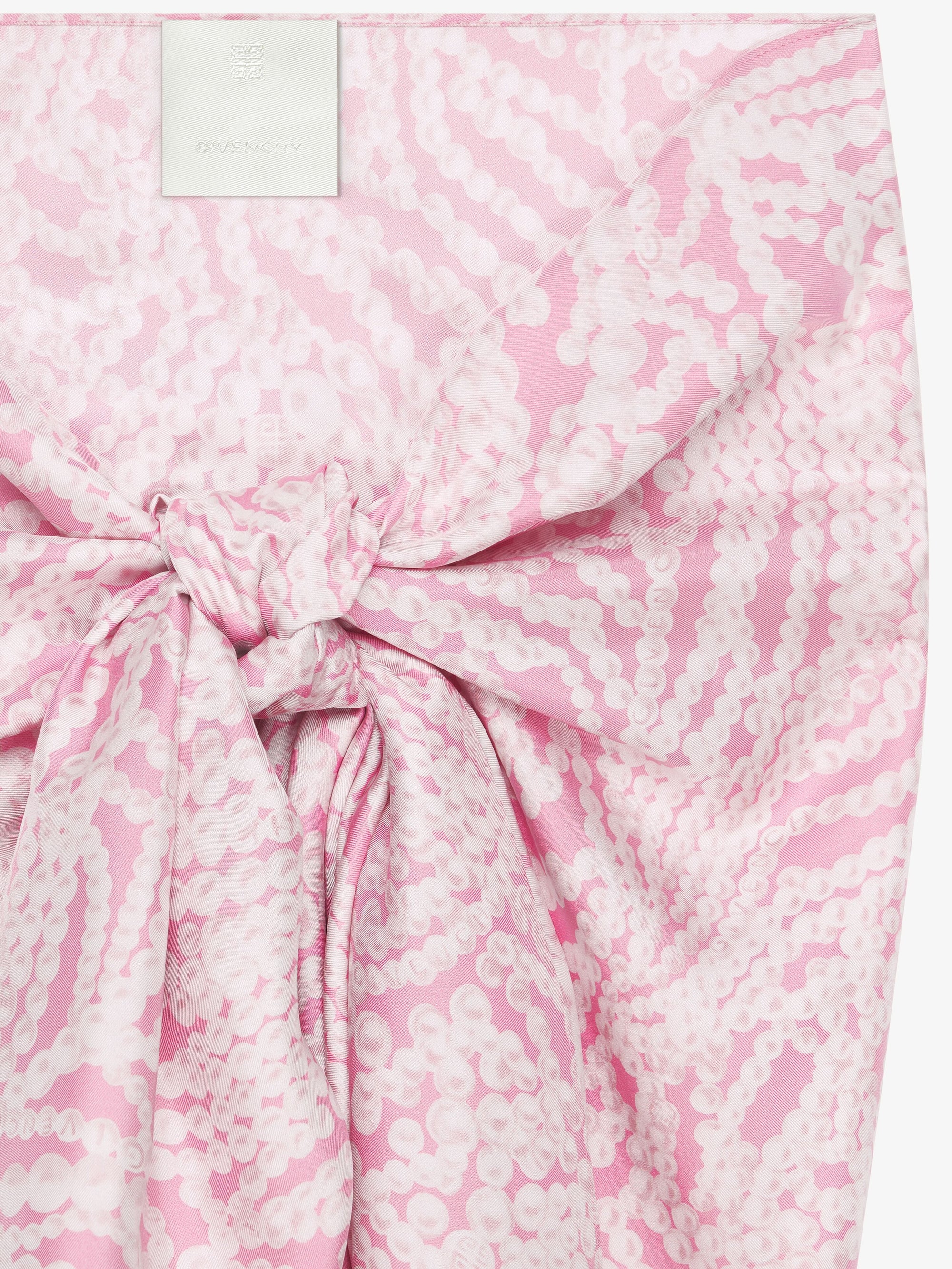 Jupe paréo en soie imprimée - Pink & White