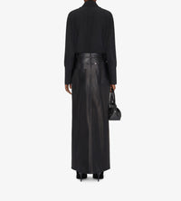 Jupe avec fente en cuir - Black