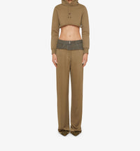 DENIM AND VISCOSE KHAKI WASH