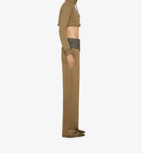 DENIM AND VISCOSE KHAKI WASH